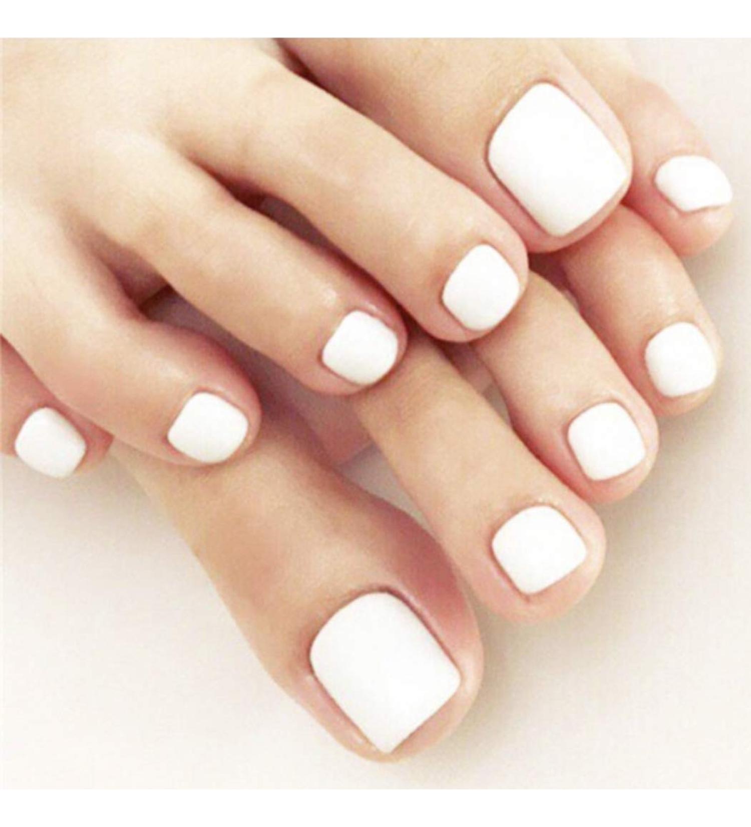 RODAKY Glossy White Press On Toe Nails for Women - 24PCS Fashion False Toenail Full Cover Acrylic Foot Nails - Buy Online on GoSupps.com