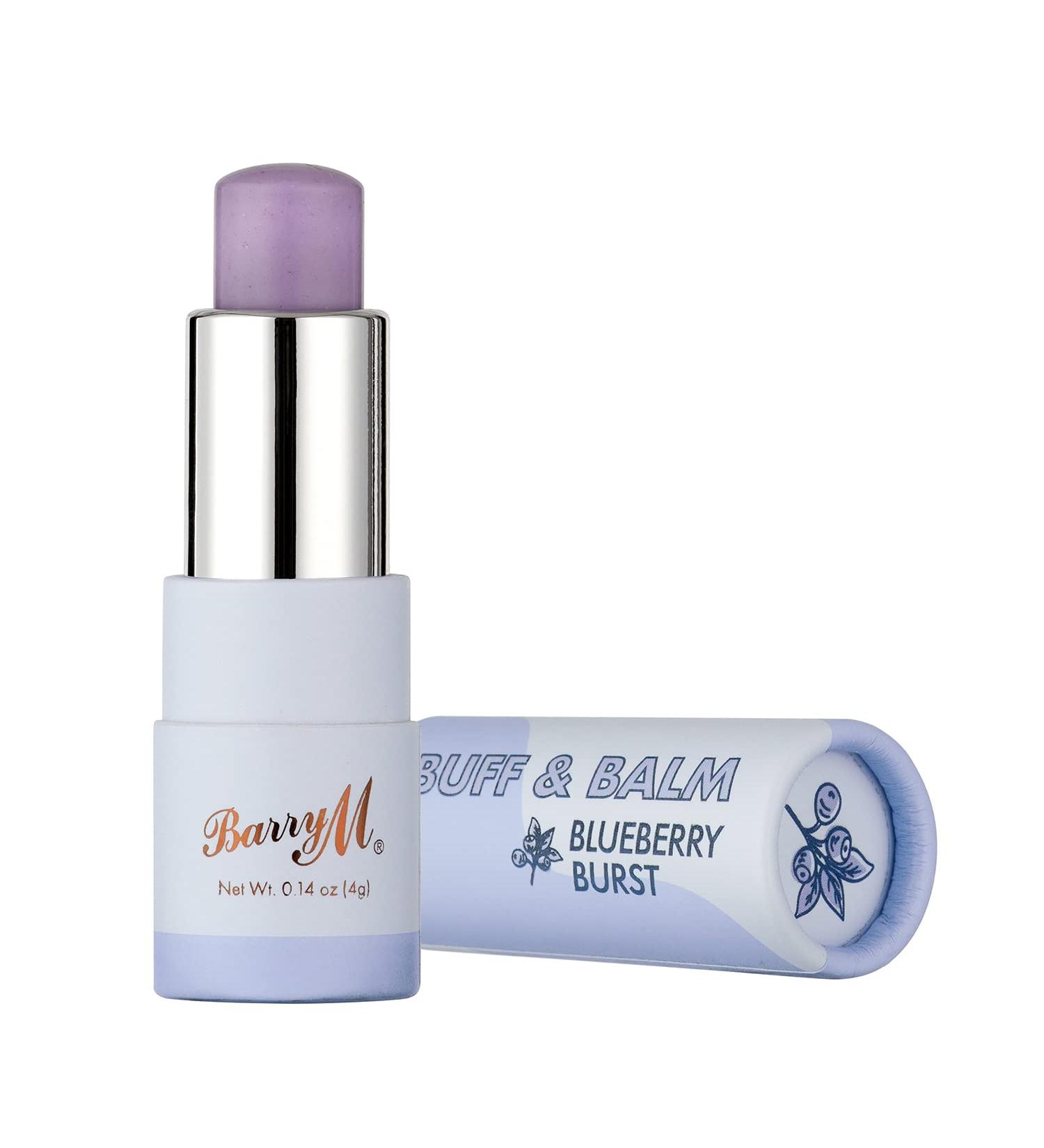 Barry M Cosme Buff and Balm Lip Tint with Scrub to Balm Formula in Purple Blueberry Burst - Buy Online on GoSupps.com