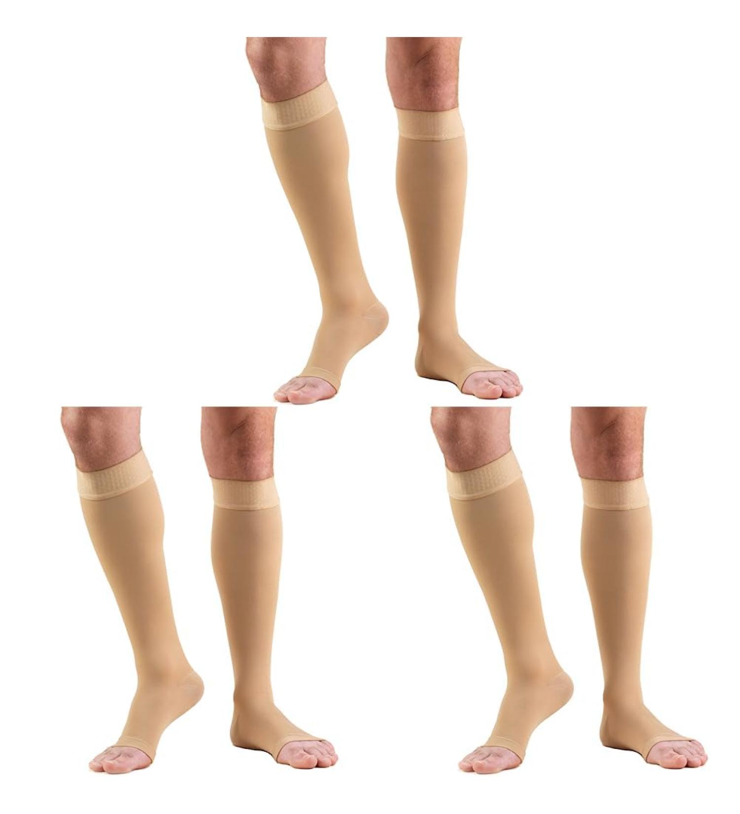 Buy Truform 30-40 mmHg Compression Stockings for Men & Women | Knee High Open Toe Dot-Top | 3X-Large Pack of 3 - International Shipping Available - Buy Online on GoSupps.com