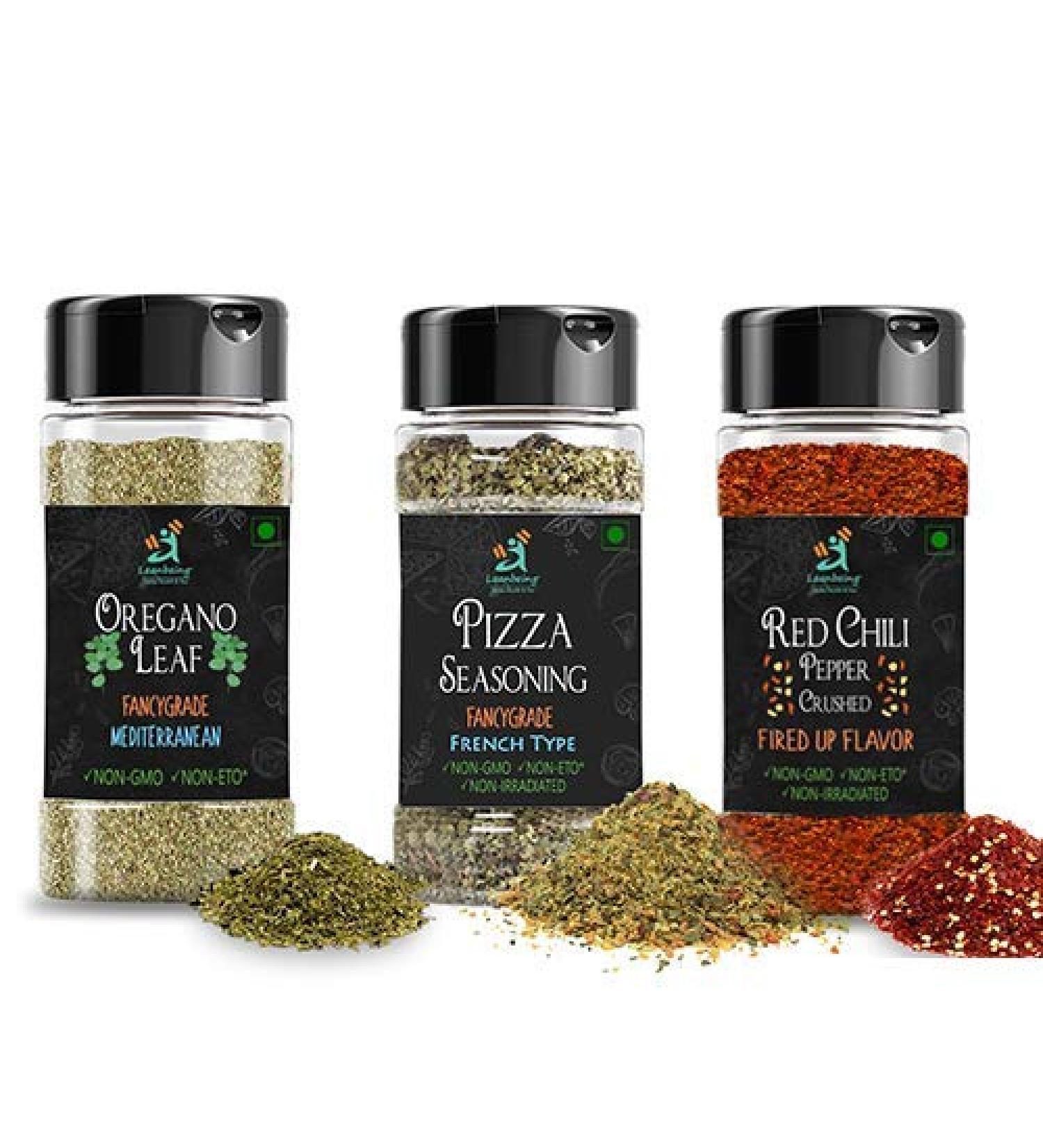 Green Velly Pizza Seasoning Oregano Leaves & Chilly Flakes Combo (100g+70g+ 70g)) | Italian Seasoning | Pizza Masala | Seasoning for Pizza and Italian Foods | Gluten Free - Buy Online on GoSupps.com