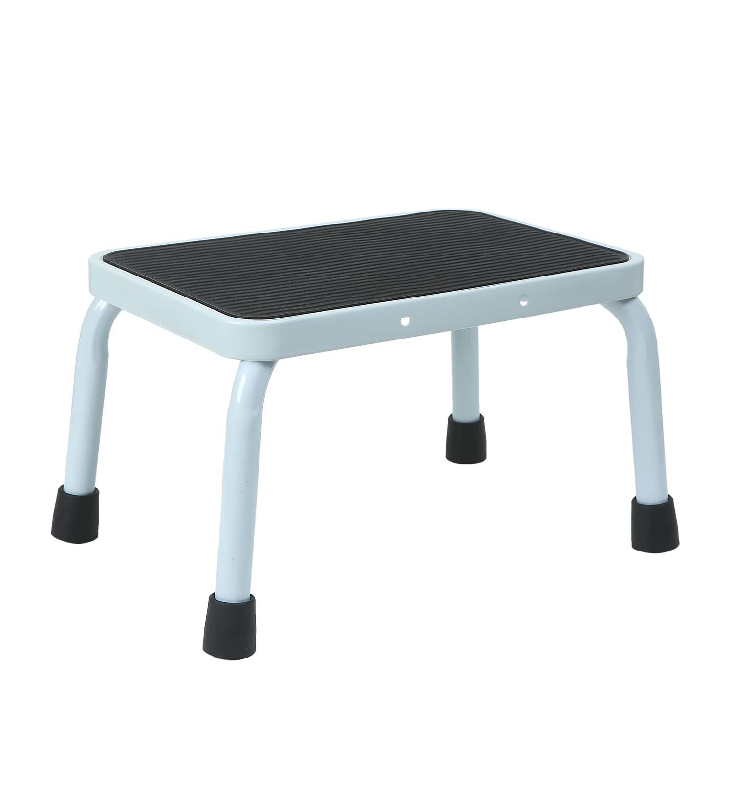 Sattiyrch 9.5 Step Stool - Anti-Skid Rubber Platform, Elderly Friendly, Heavy Duty, Easy Assembly - White/Black - Buy Online on GoSupps.com