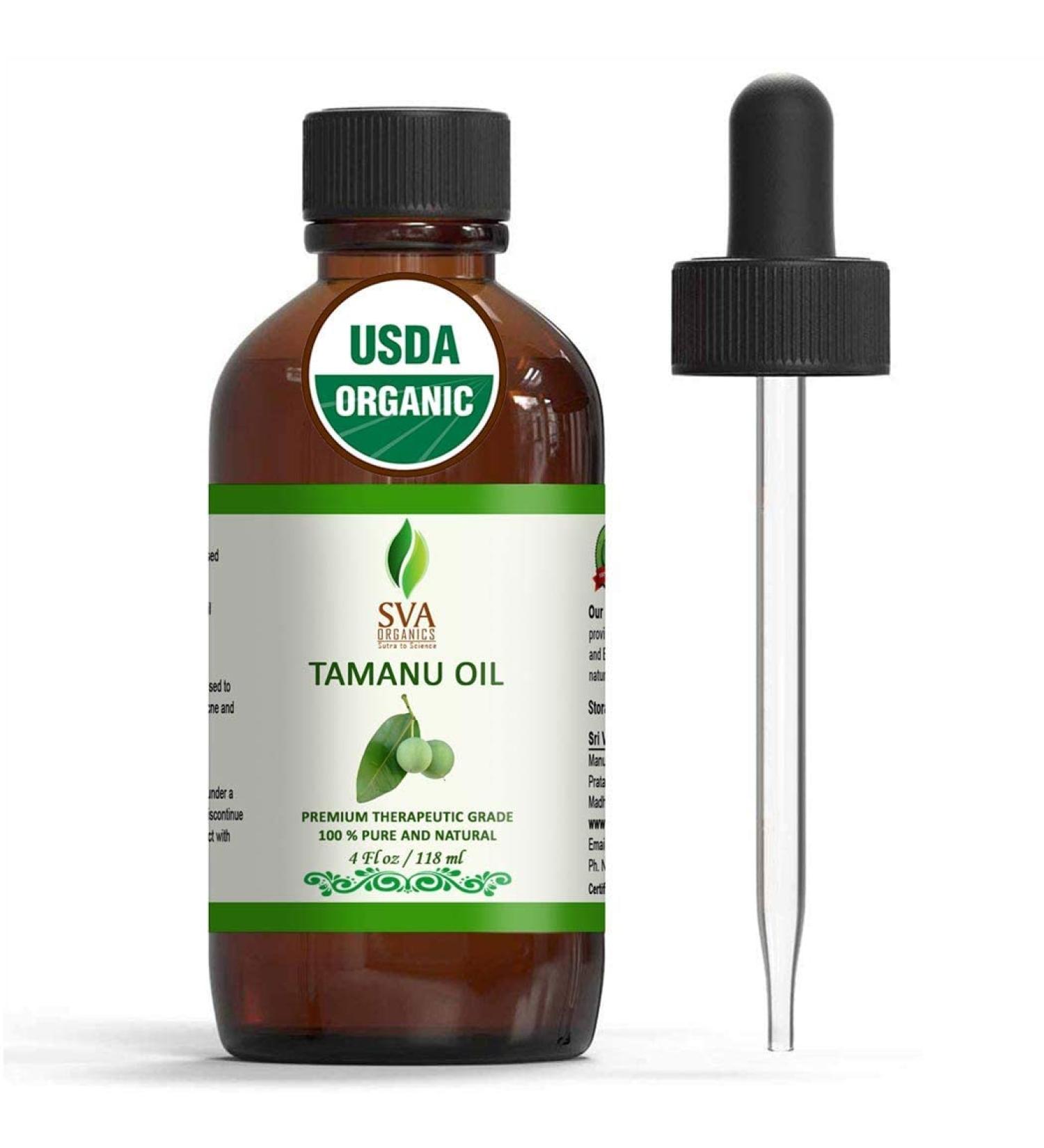 SVA Organics 100% Pure Tamanu Oil 4 Oz - USDA Certified Organic - Premium Therapeutic Grade for Face, Hair, and Body Massage - Buy Online on GoSupps.com