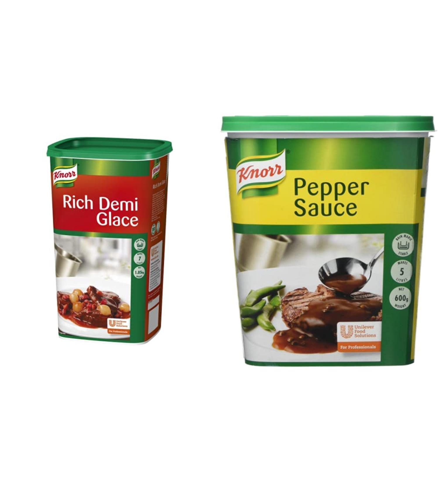 Knorr Rich Demi Glace Sauce Mix 1.05 kg (Makes 7L) & Pepper Sauce Mix 600g (Makes 5L) 15116905 - Buy Online on GoSupps.com