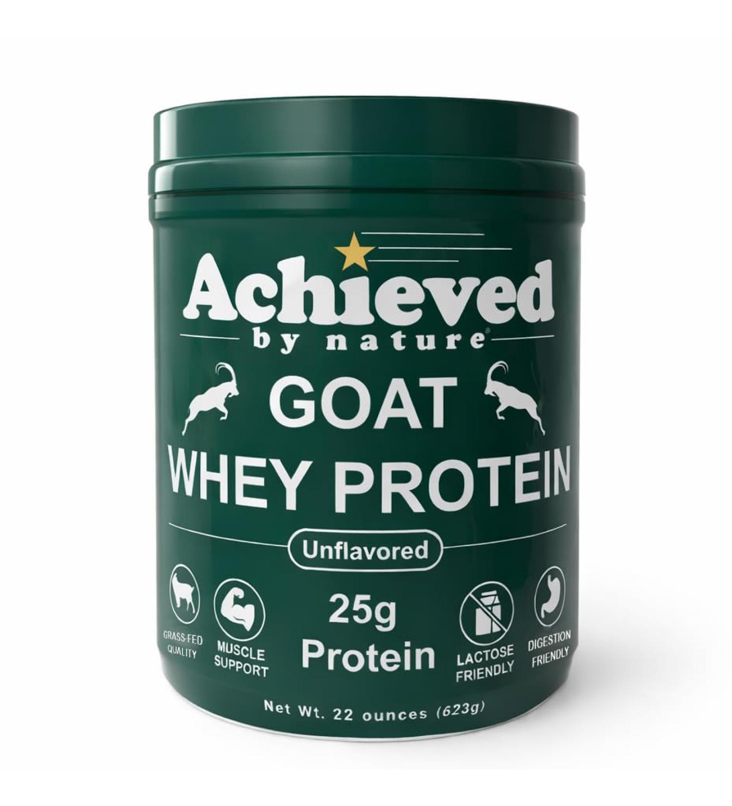 Nature's Diet Achieved Unflavored Instantized Goat Whey Protein Powder from Grass Fed Pasture Raised Goats On Wisconsin Family Farms - 25g Protein per Serving | 20 Servings - Buy Online on GoSupps.com