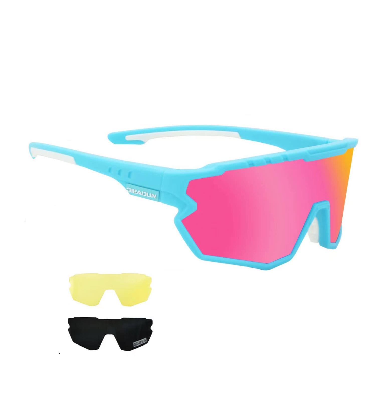 GIEADUN Polarized Sports Sunglasses for Cycling, Fishing, Skiing, Running - Blue/Pink - Buy Online on GoSupps.com