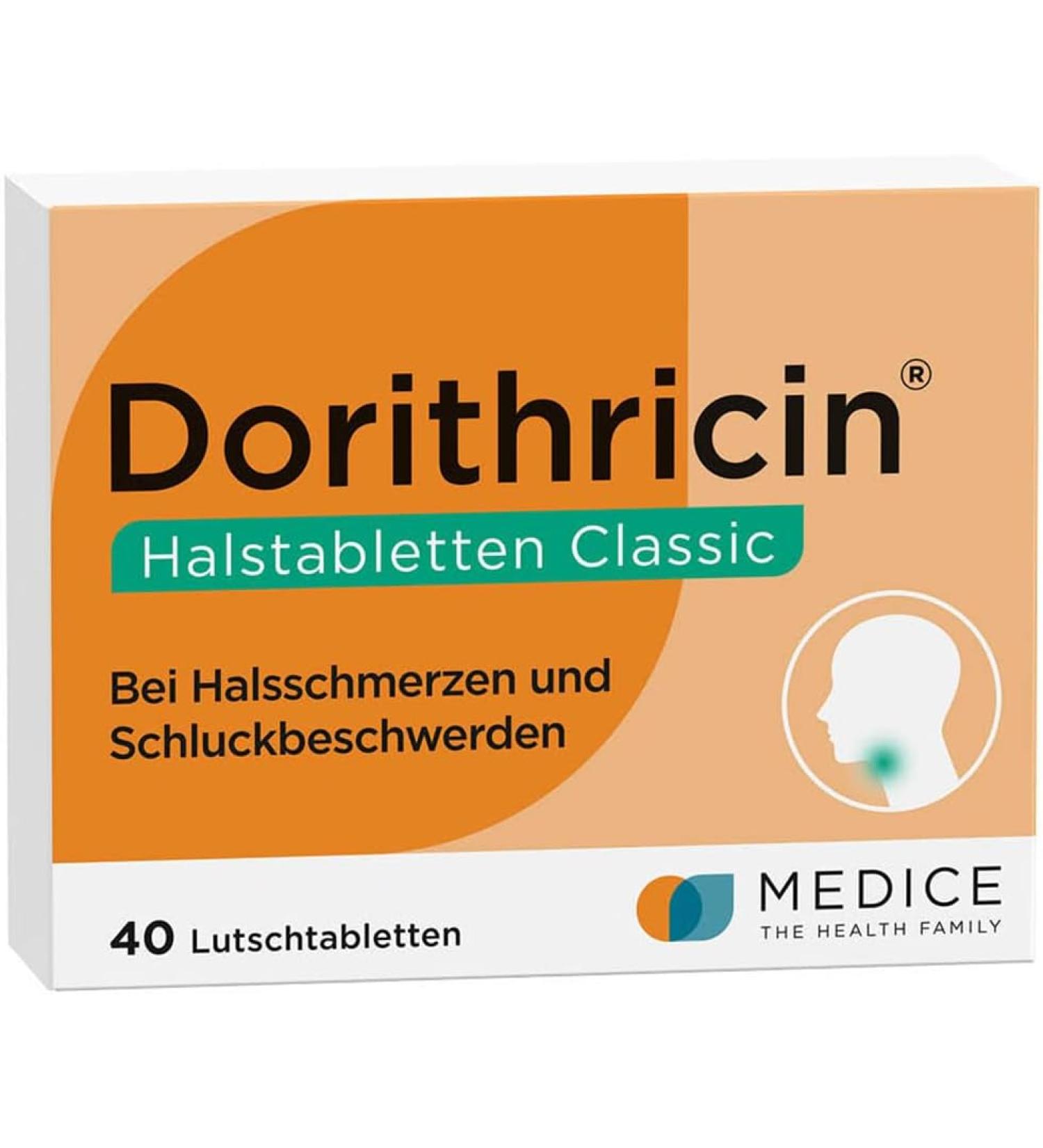Dorithricin Halfstabicken Classic 40 Sucking Tablets for Sore Throat Relief - Mint Flavor Bacteria & Virus Defense - 1 Pack (40 Pieces) - International Shipping Available - Buy Online on GoSupps.com