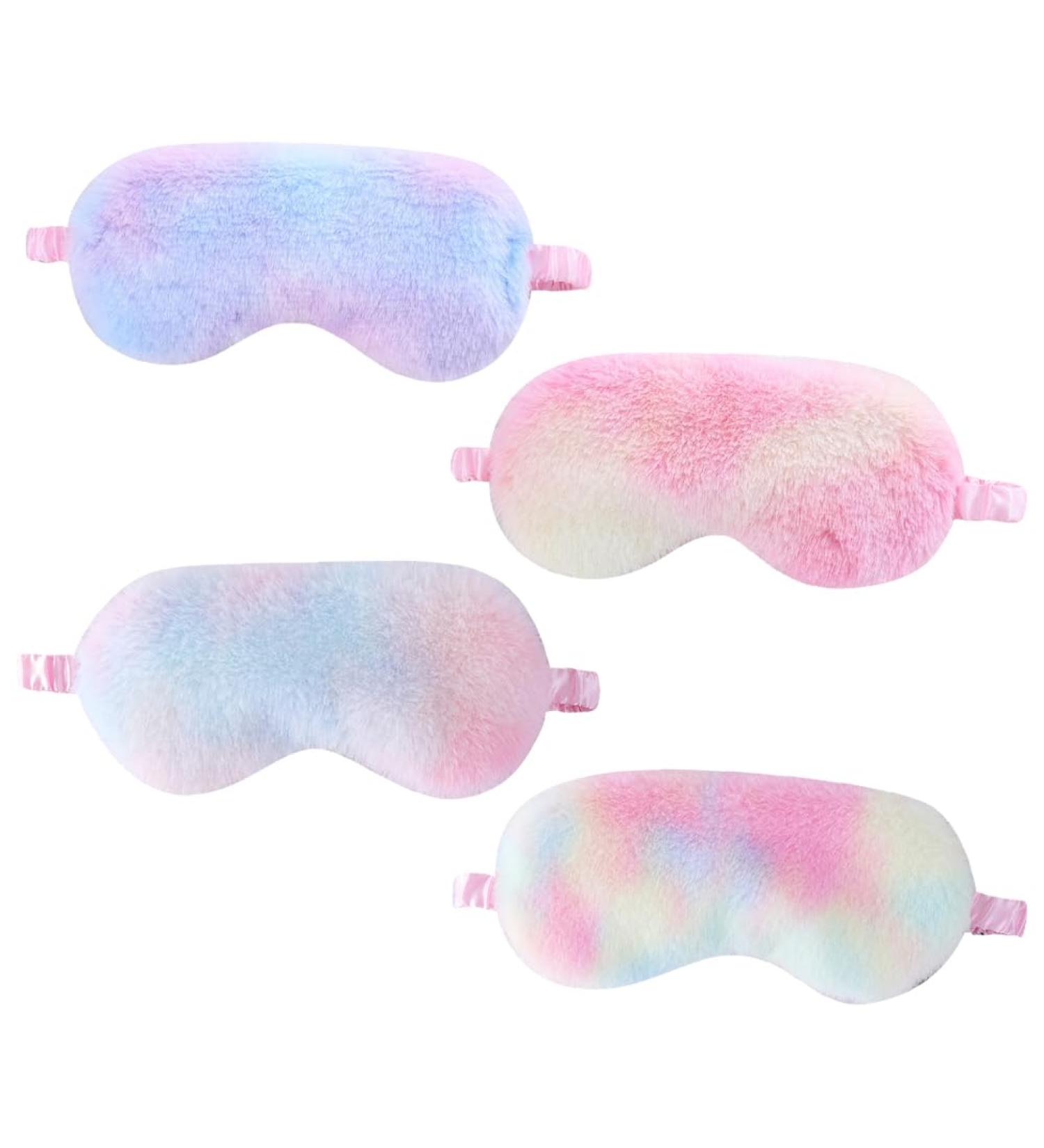 4 Pcs Plush Sleep Masks - Cute Kids Eye Masks & Soft Shades for Women & Girls | Fluffy Blindfolds & Nap Covers - Buy Online on GoSupps.com