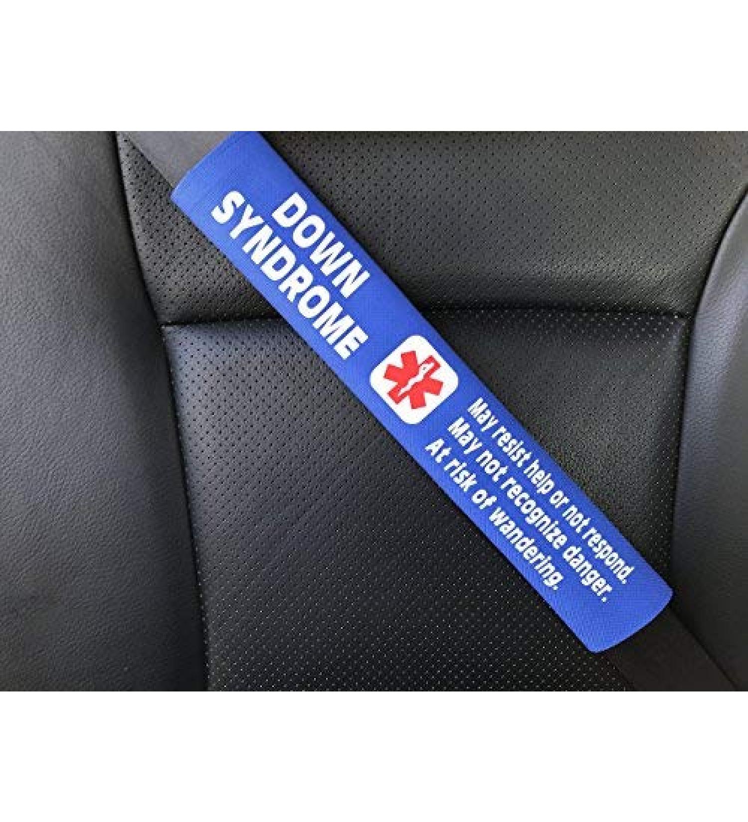 Down Syndrome Medical Alert Seat Belt Cover Royal Blue