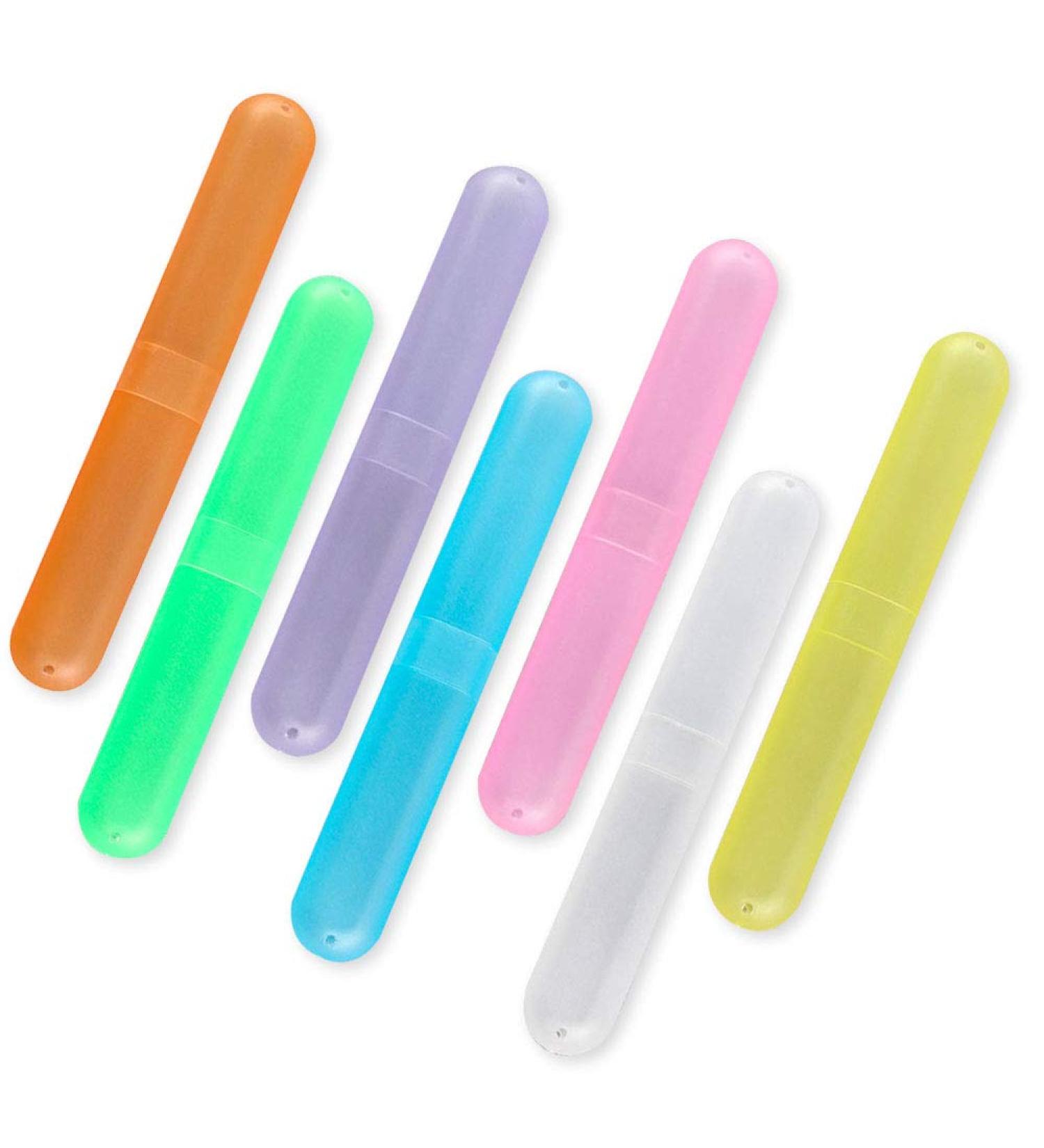 Travel Toothbrush Case - Portable Plastic Holder (7 Pack) | Mixed Color Travel Storage for Toothbrushes - International Shipping Available - Buy Online on GoSupps.com