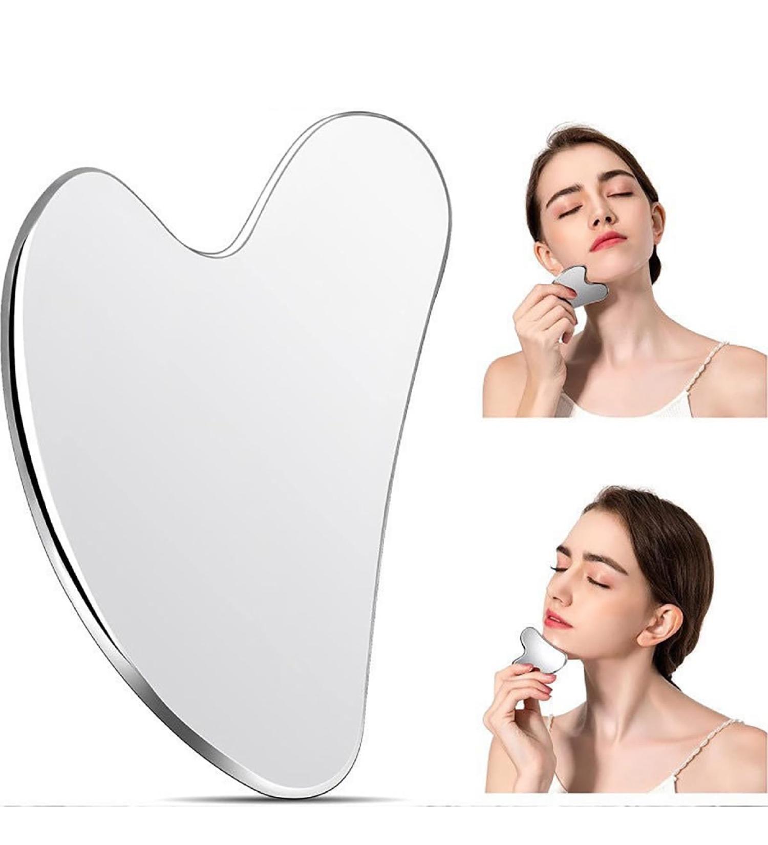 Gobabo Gua Sha Stainless Steel Face Tool | Heart-Shaped Lymphatic Drainage Massage Tool for Face Eyes Neck & Body - Buy Online on GoSupps.com