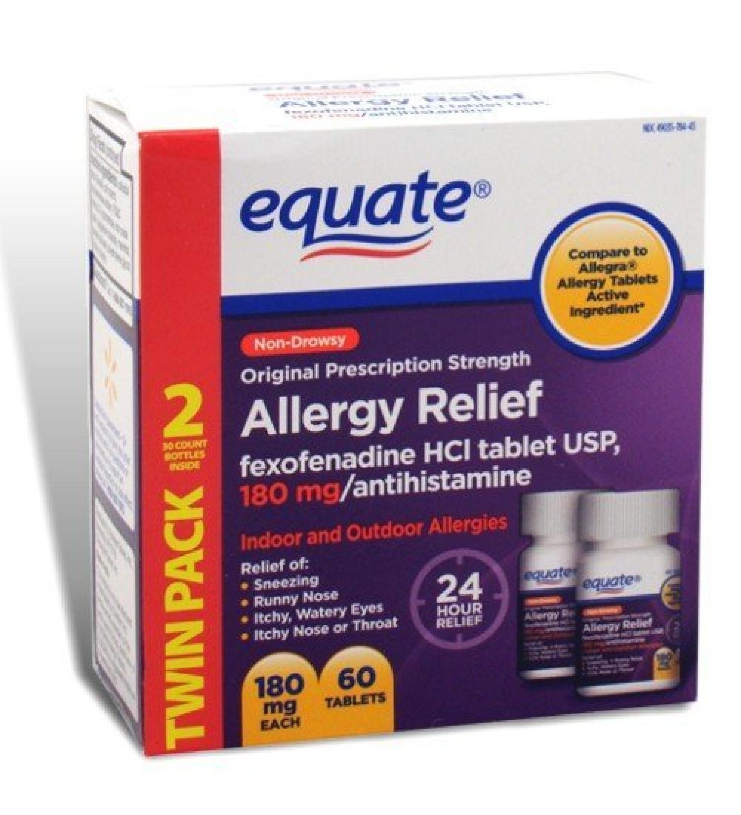 Equate - Allergy Relief - Fexofenadine 180 mg 60 Tablets (Compare to Allegra Allergy)