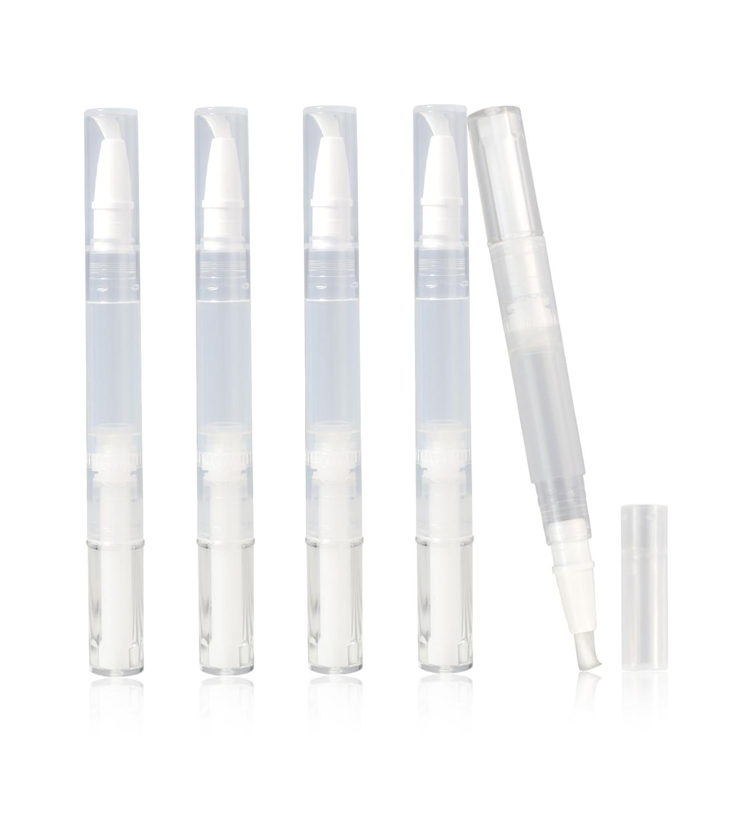 5 Pcs 3ml Transparent Twist Pens - Empty Nail Oil Pen with Brush Tip for Lip Gloss & Nail Polish - Travel Portable Cosmetic Applicators - Buy Online on GoSupps.com