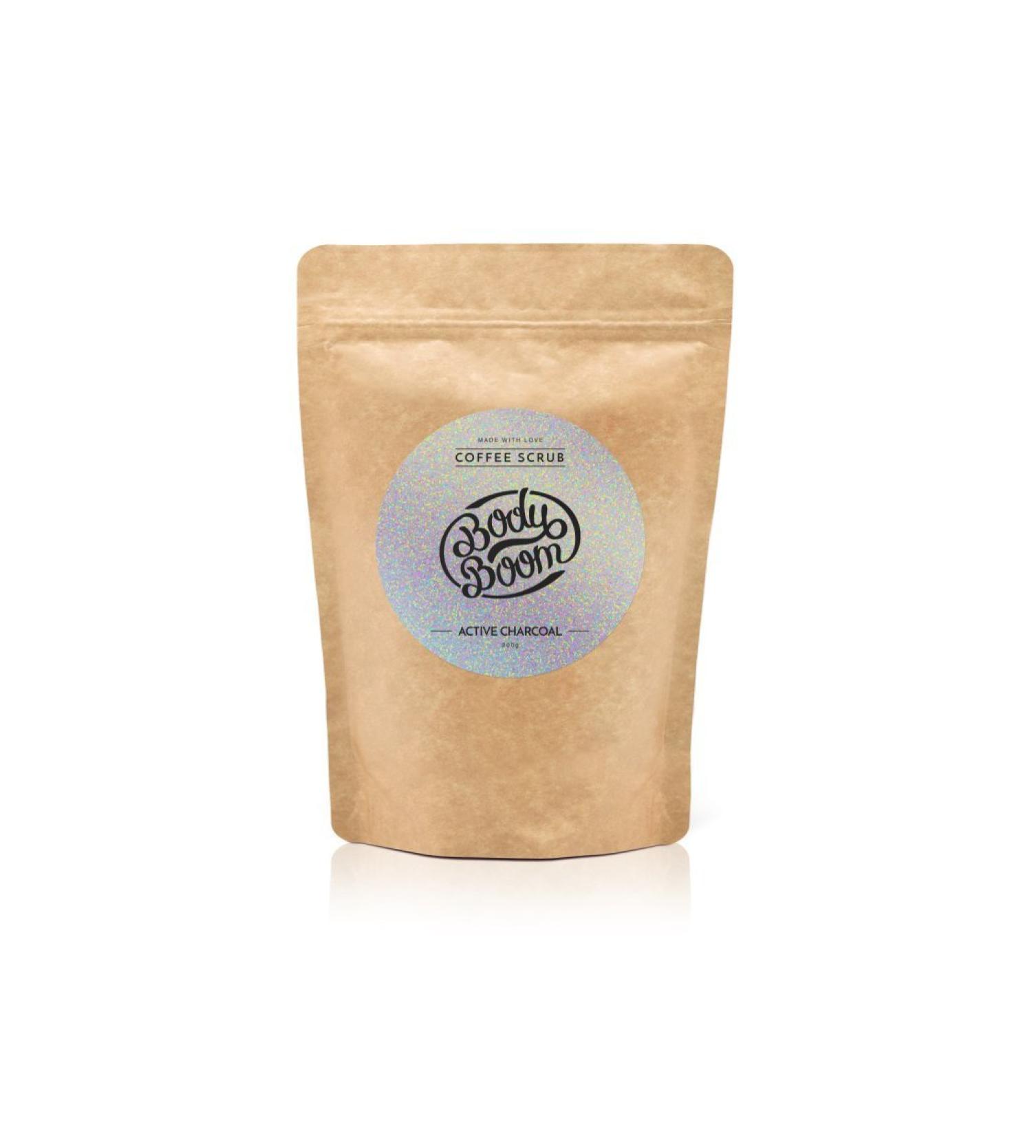 BodyBoom Coffee Body Scrub with Active Charcoal | Exfoliating & Detoxifying 100g | Buy Internationally - Buy Online on GoSupps.com