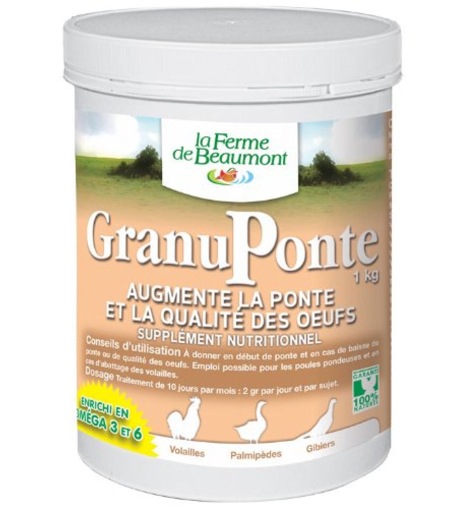 Ferme de Beaumont GranuPonte 1 kg - promotes laying Omega 3 and 6 concentrated poultry granules