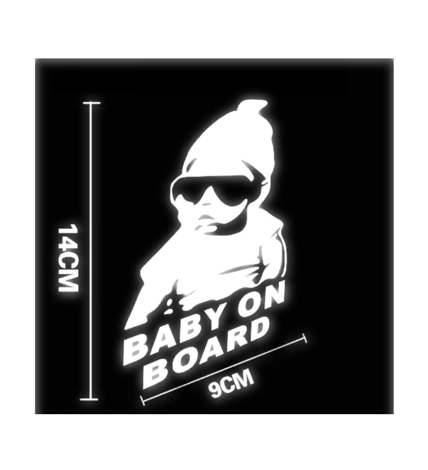 Baby on board car sticker white