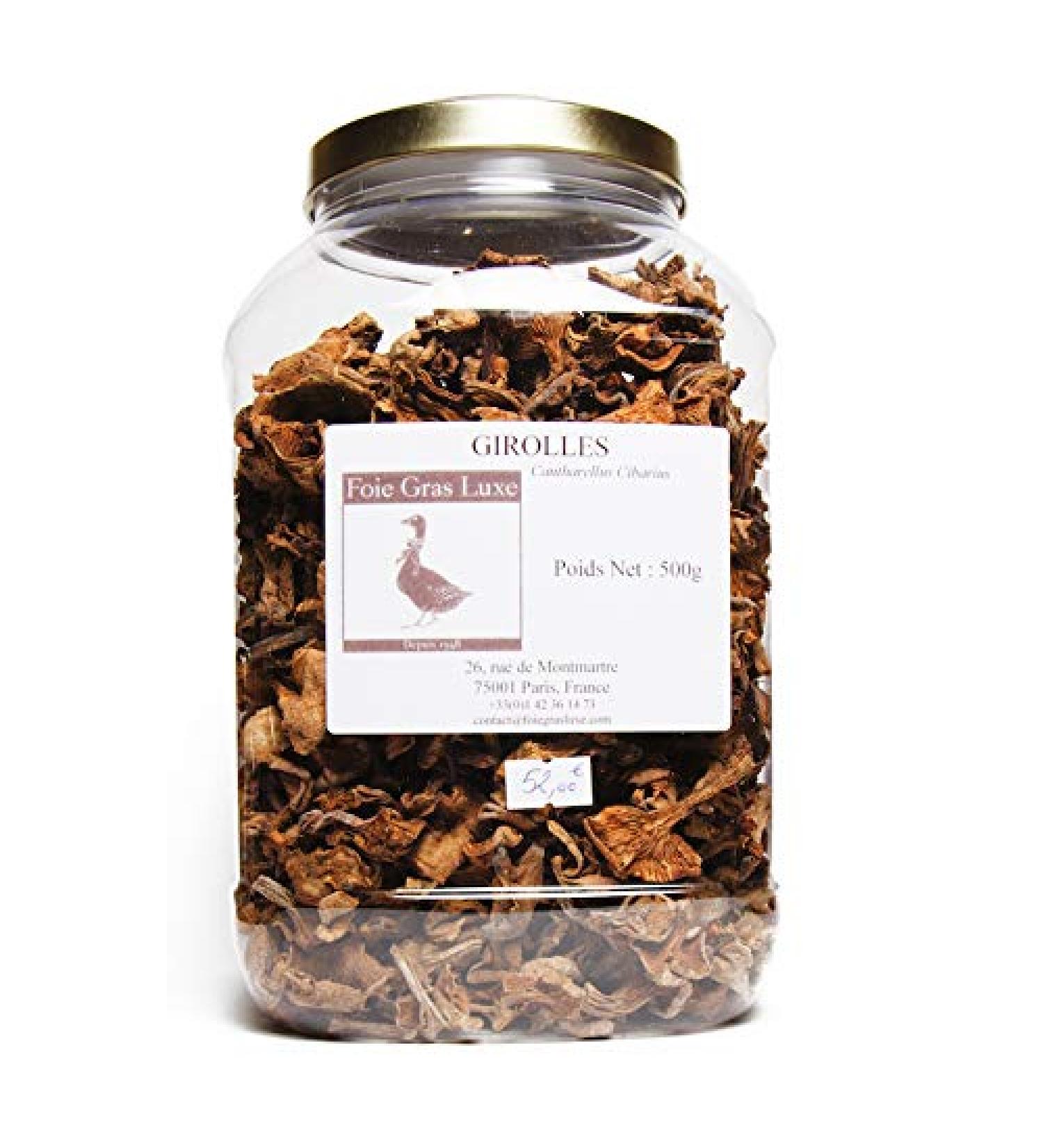 Girolles S ch es Chanterelles S lection 1er Choix Europe 500 g en Bocal -Champignons s ch s d shydrat s 500.0 Grammes