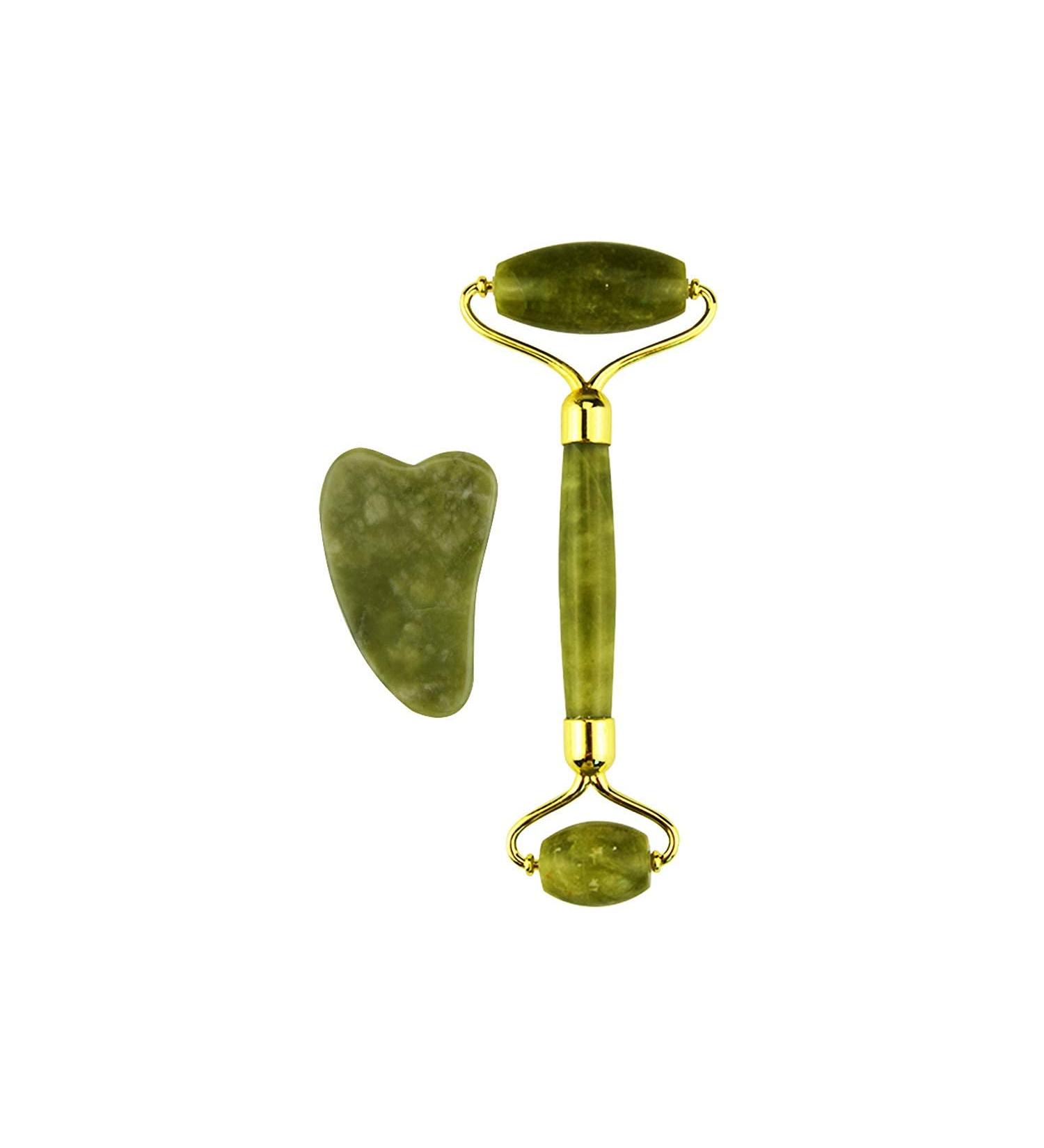 HSJ Jade Roller & Gua Sha Set | Anti Ageing Beauty Tools for Neck and Facial Massage - Buy Online on GoSupps.com