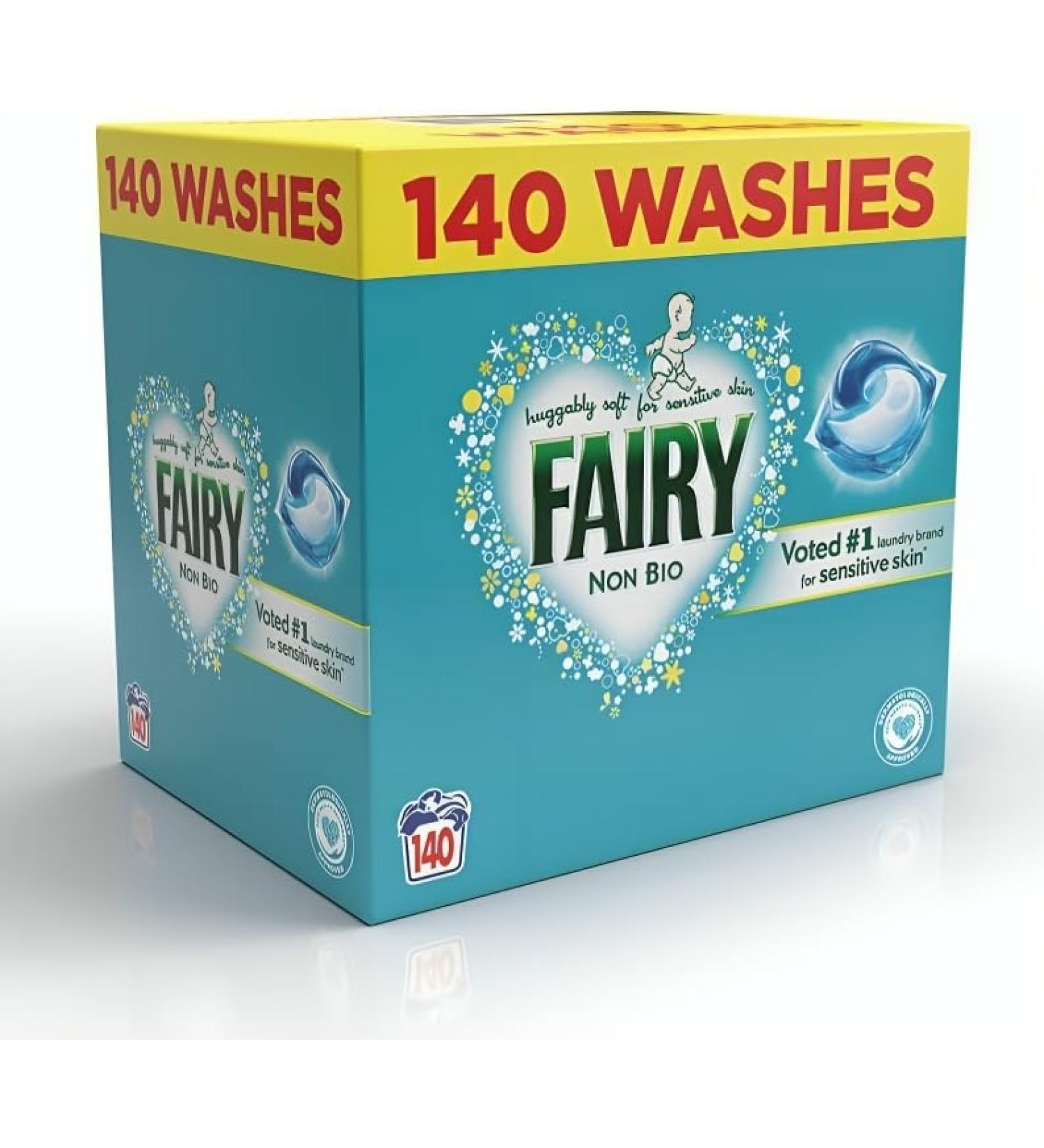 Fairy Non-Bio Pods Laundry Detergent Washing Liquid Tablets pods Capsules 140 Washes Huggably Soft for Sensitive Skin - Buy Online on GoSupps.com