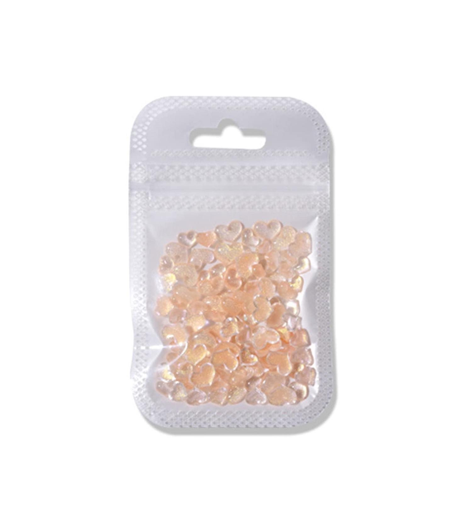 Worparsen Nail Faux Diamond Resin Mother of Pearl Heart Shaped Manicure Decor DIY Paste Easy Yellow