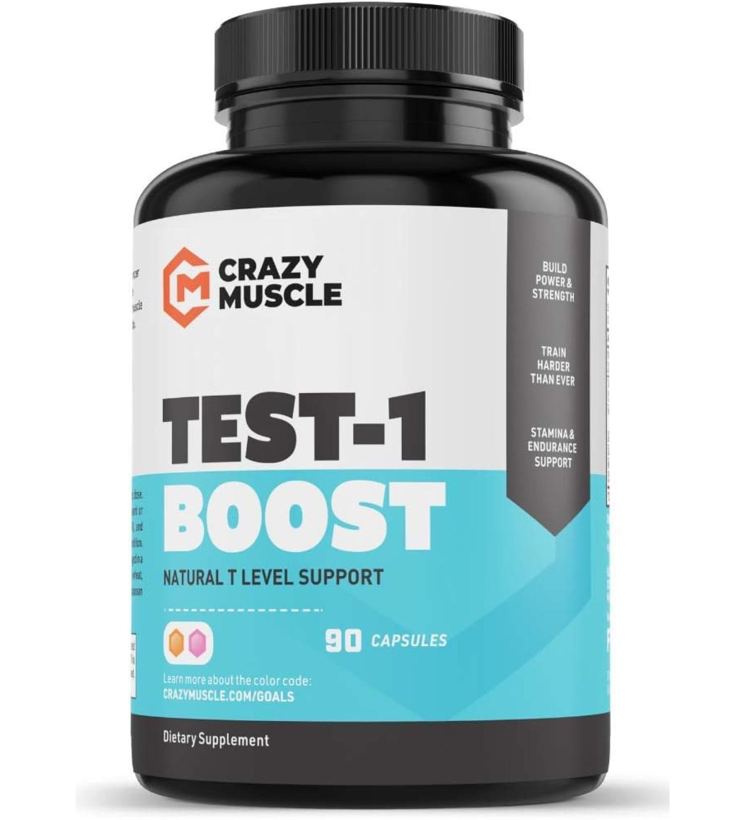 Crazy Muscle Testosterone Booster - 1300mg Per Capsule for Men & Women | 90 Pills to Boost Low Testosterone & Enhance Muscle Growth - Buy Online on GoSupps.com