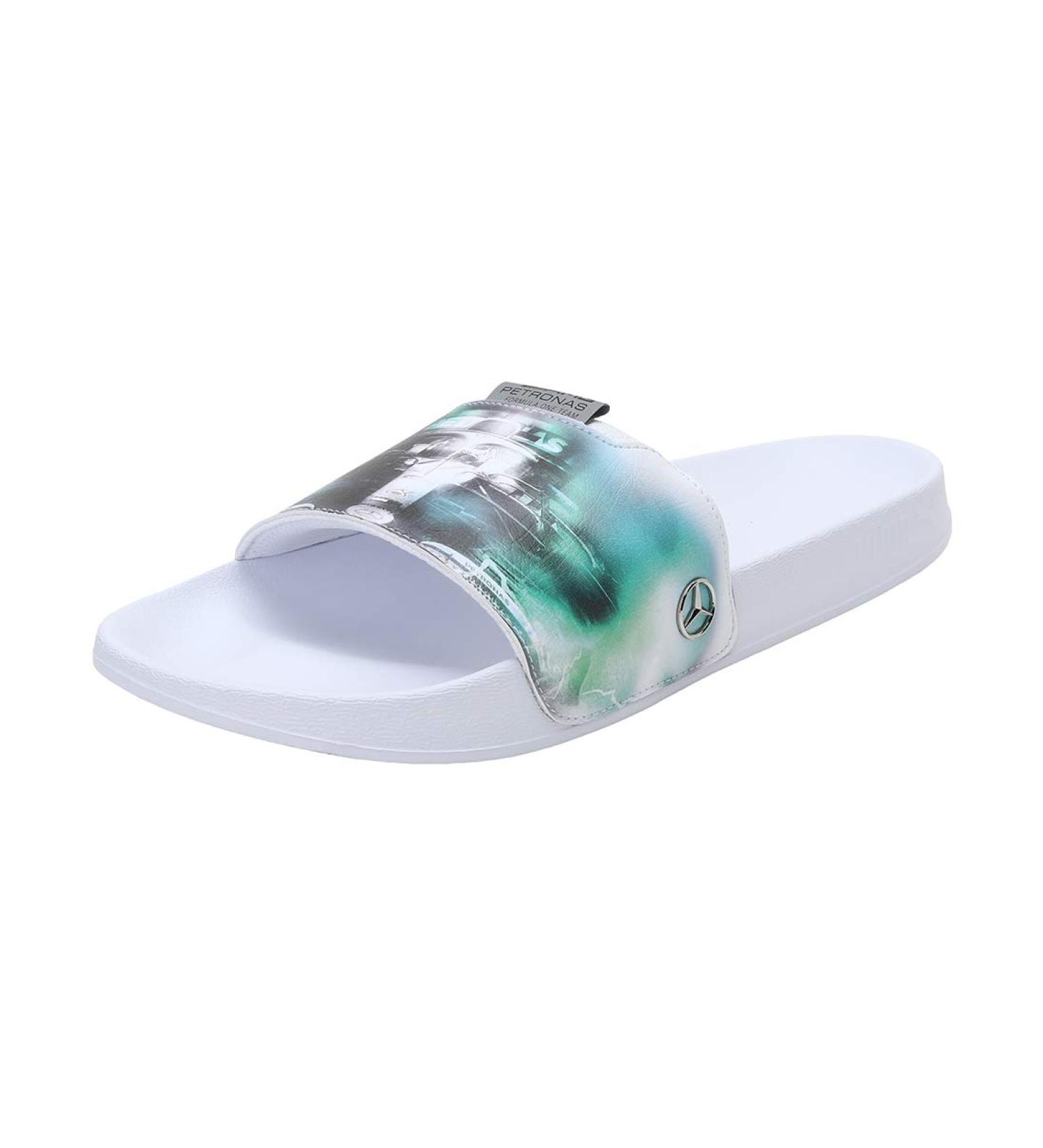PUMA Unisex Mapf1 Graphic Leadcat FTR Slide Sandals 44.5 EU - Puma White/Spectra Green | International Shipping Available - Buy Online on GoSupps.com