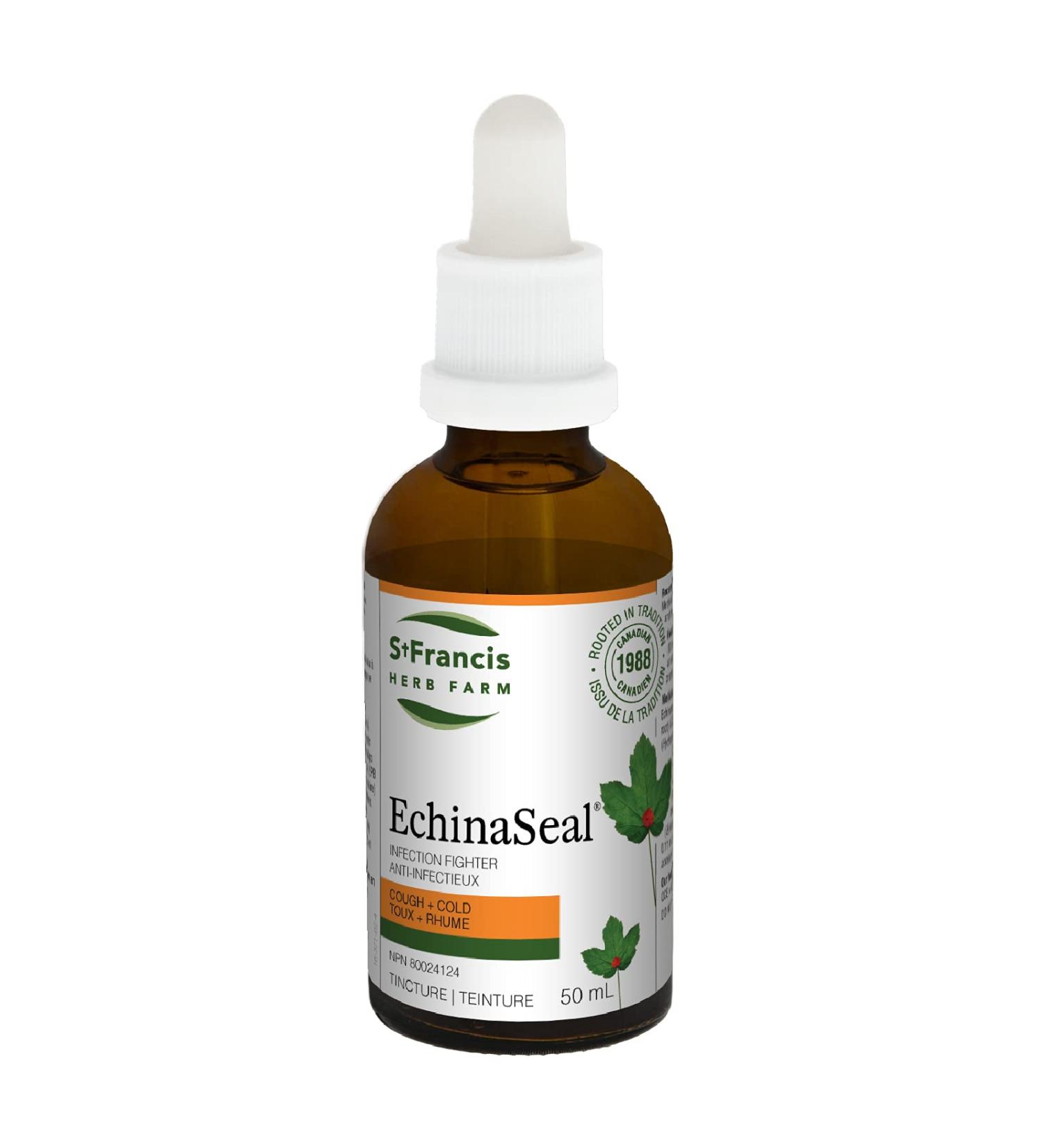 St. Francis Herb Farm Echinaseal Herbal Tincture | Infection Fighter Against Cold and Flu | Helps Relieve Sore Throats | Propolis | Wild Indigo | Goldenseal | 50mL - Buy Online on GoSupps.com