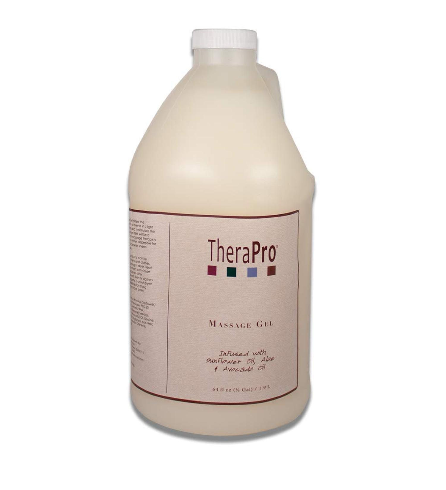 TheraPro Massage Gel - Sunflower, Aloe & Avocado Oil - Unscented, Hypoallergenic - 1/2 Gallon - Buy Online on GoSupps.com