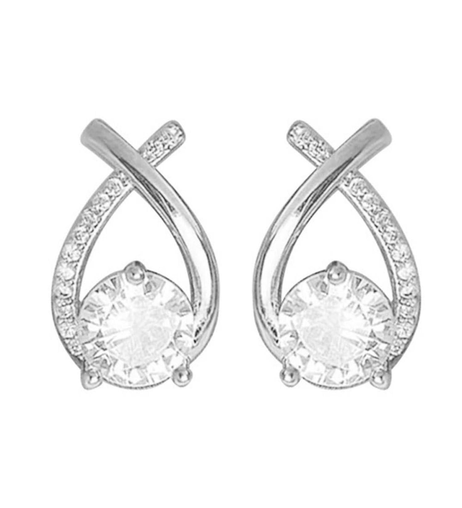 Vintage Korean Cross Ear Plugs for Women & Girls | Elegant Crystal Earrings & Jewelry | Perfect Gift | Silver-Colored Fishing Tail Design - Buy Online on GoSupps.com