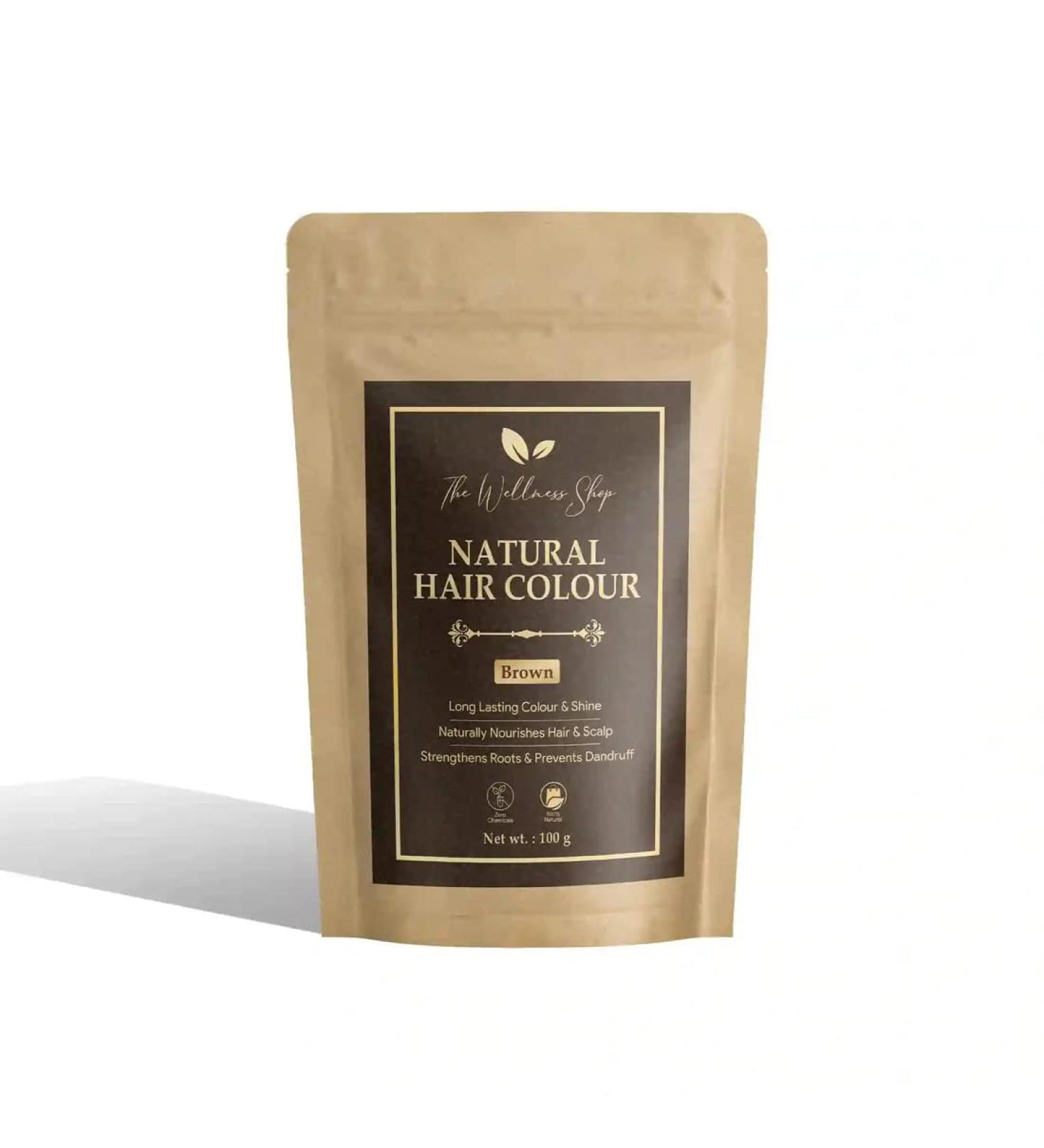 Natural Brown Hair Color - Ammonia-Free Henna | The Wellness Shop | Strengthens Roots & Prevents Dandruff | Premium Quality Long-lasting Color - 100g - Buy Online on GoSupps.com