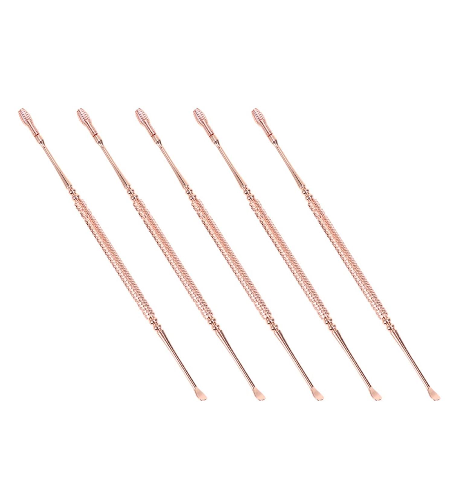 5pc Spring Earpicks Wax Curette Set - Stainless Steel Ear Cleaner for Adults | Comfortable and Sturdy Earwax Remover with Simple End Design - Buy Online on GoSupps.com