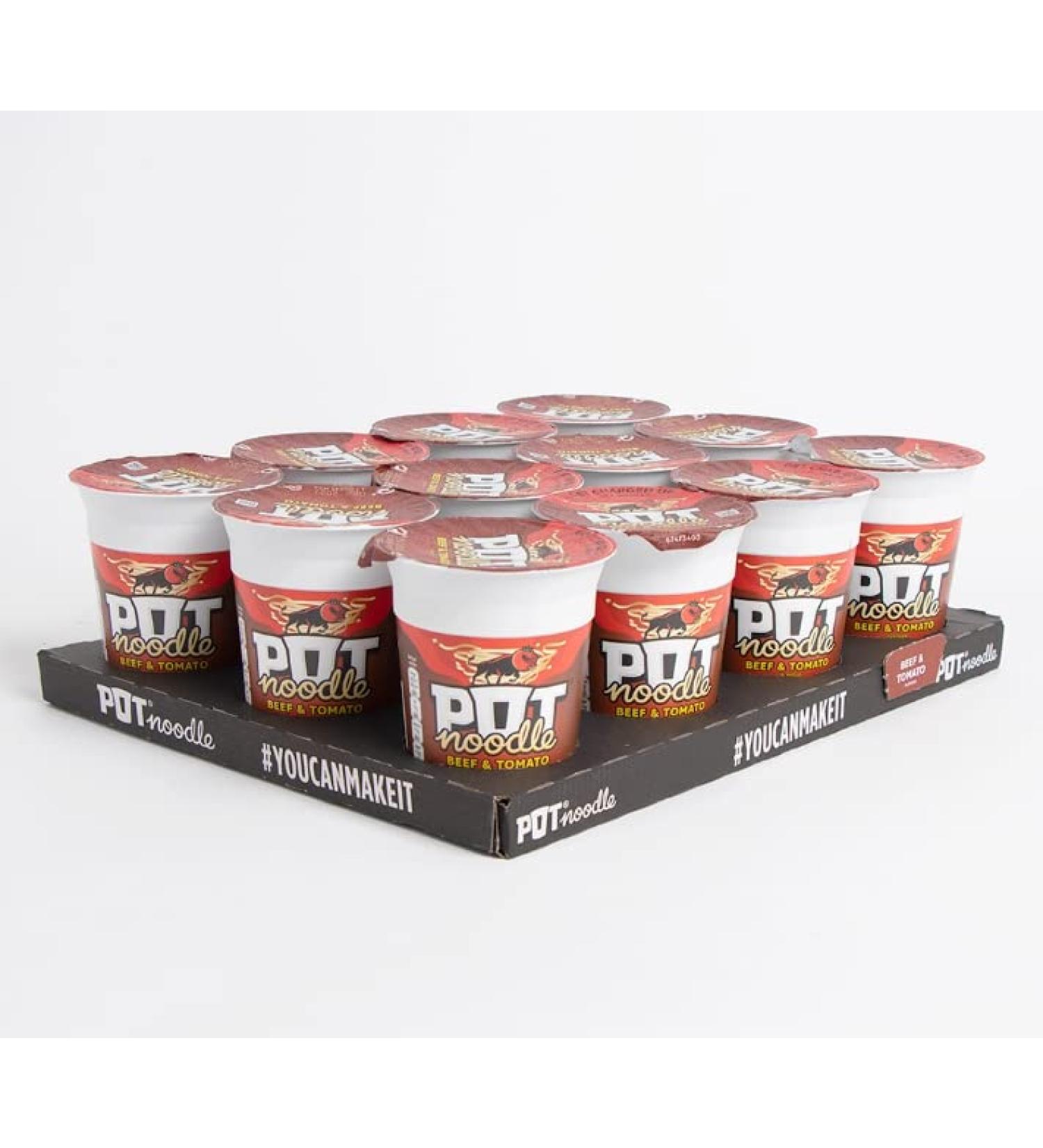 Pot Noodle: Beef & Tomato (Case of 12 x 90g Pots) Delicious Tasty And Yummy Authentic Chinese Flavours - Buy Online on GoSupps.com