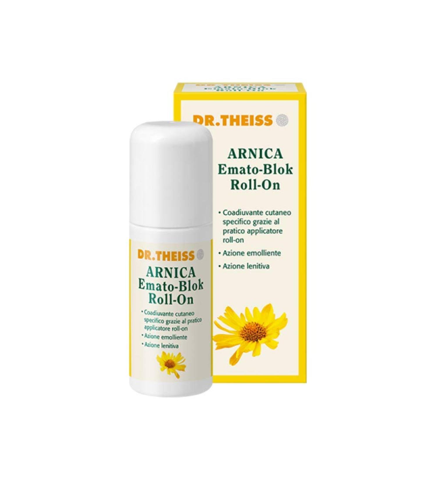 Naturwaren Italia Dr. Theiss Arnica Ematoblock Roll-On - Arnica and Calendula Cream Cooling Effect 50 ml - Skin Monitoring and Relief ideal for massage on the body