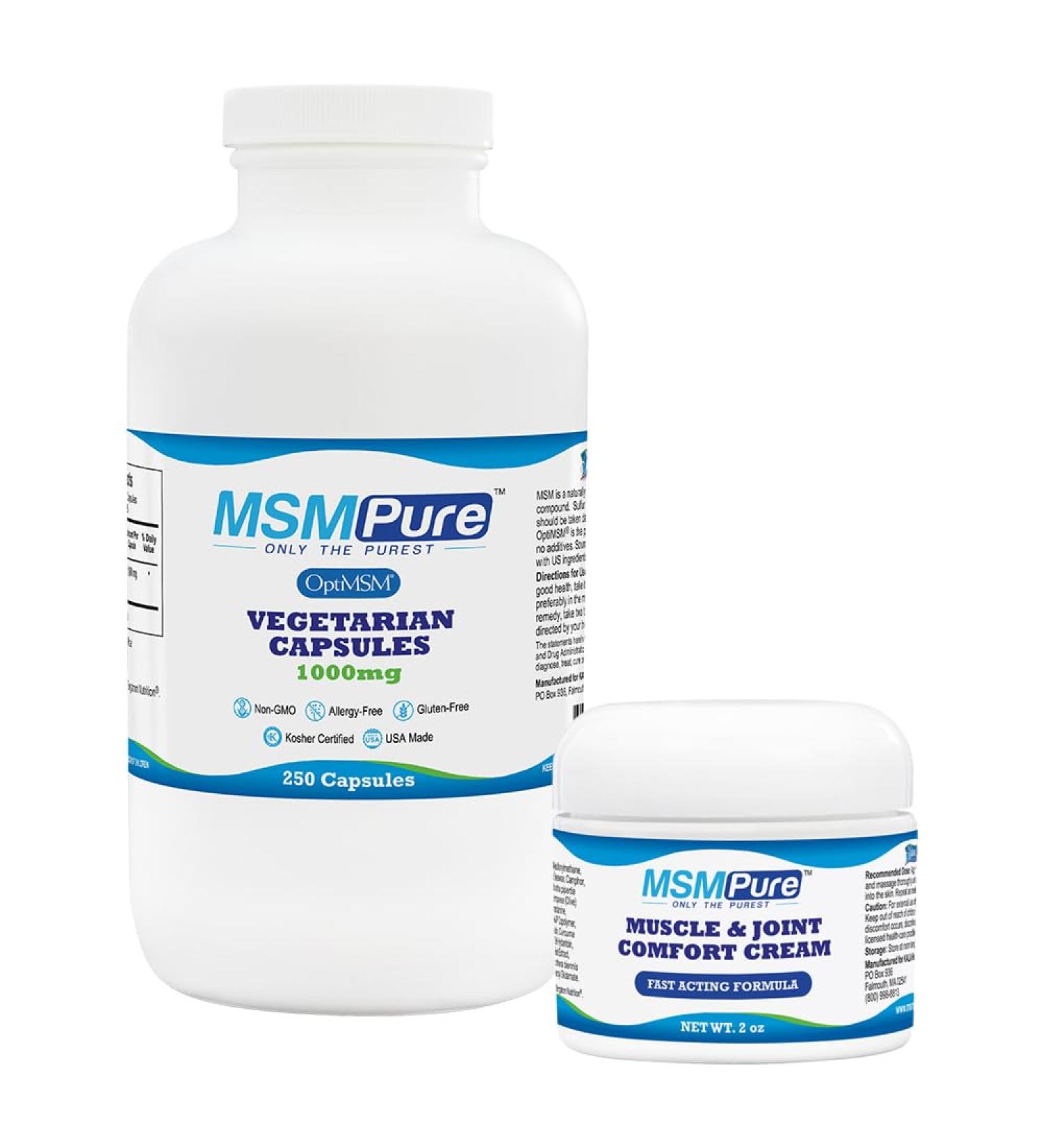 KALA HEALTH MSMPure MSM Capsules 250 Count and Muscle & Joint Cream 2oz Bundle - Buy Online on GoSupps.com
