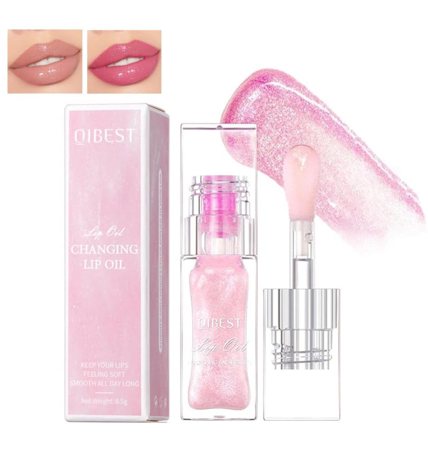 Color Changing Lip Oil - Magic Warm Glitter Gloss for Moisturizing & Plumping | Long Lasting Non-Sticky Lip Tint - Buy Online on GoSupps.com