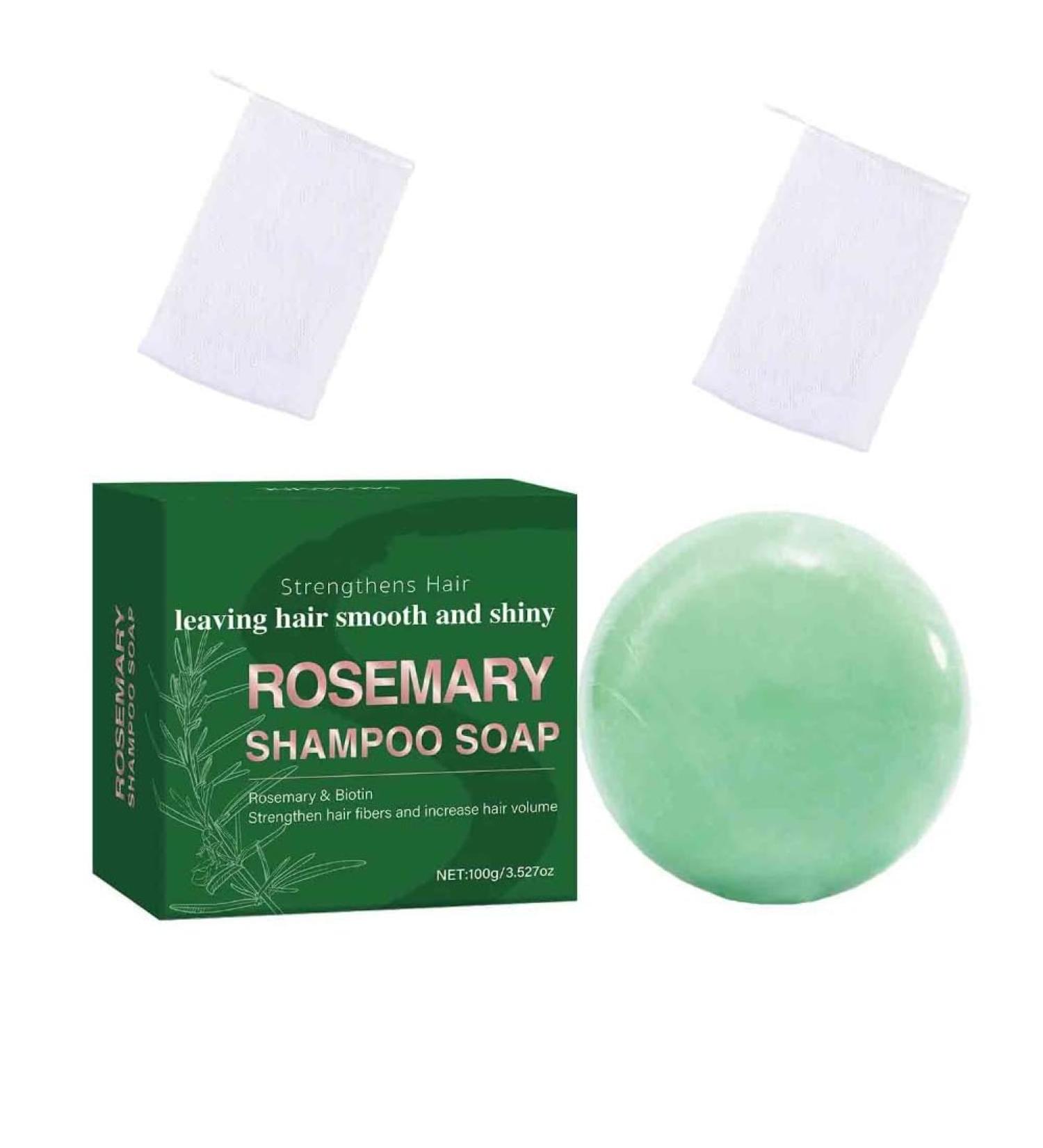 2PCS Natural Rosemary Shampoo Soap Anti Dandruff Moisturizing Glossy Scalp Hair Darkening Regrowth For Treated Dry Damaged Hair - Buy Online on GoSupps.com