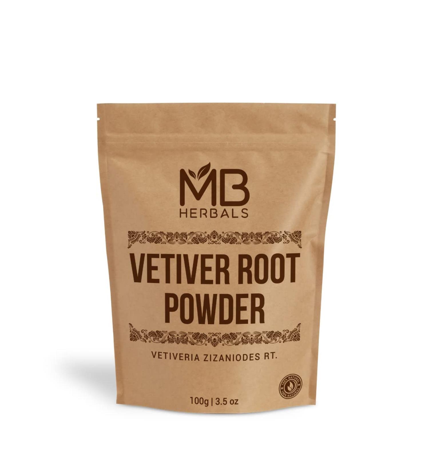 MB Herbals Vetiver Powder 100 Gram (3.5 oz) | Khus Powder | Vetiveria Zizanioides Root Powder