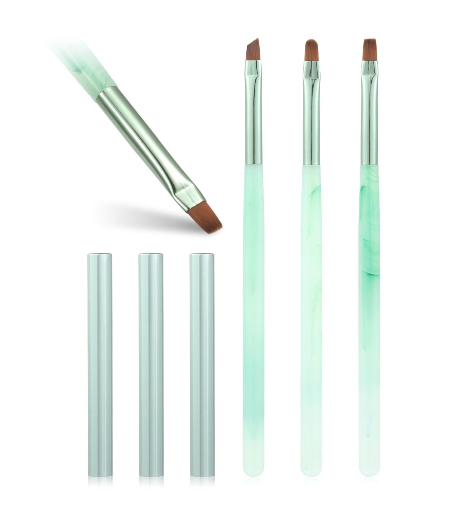 3PCS Nail Clean Up Brushes for OPI - Acetone Resistant Cuticle Cleaning Nail Art Precision Tools in Jade Green - Buy Online on GoSupps.com