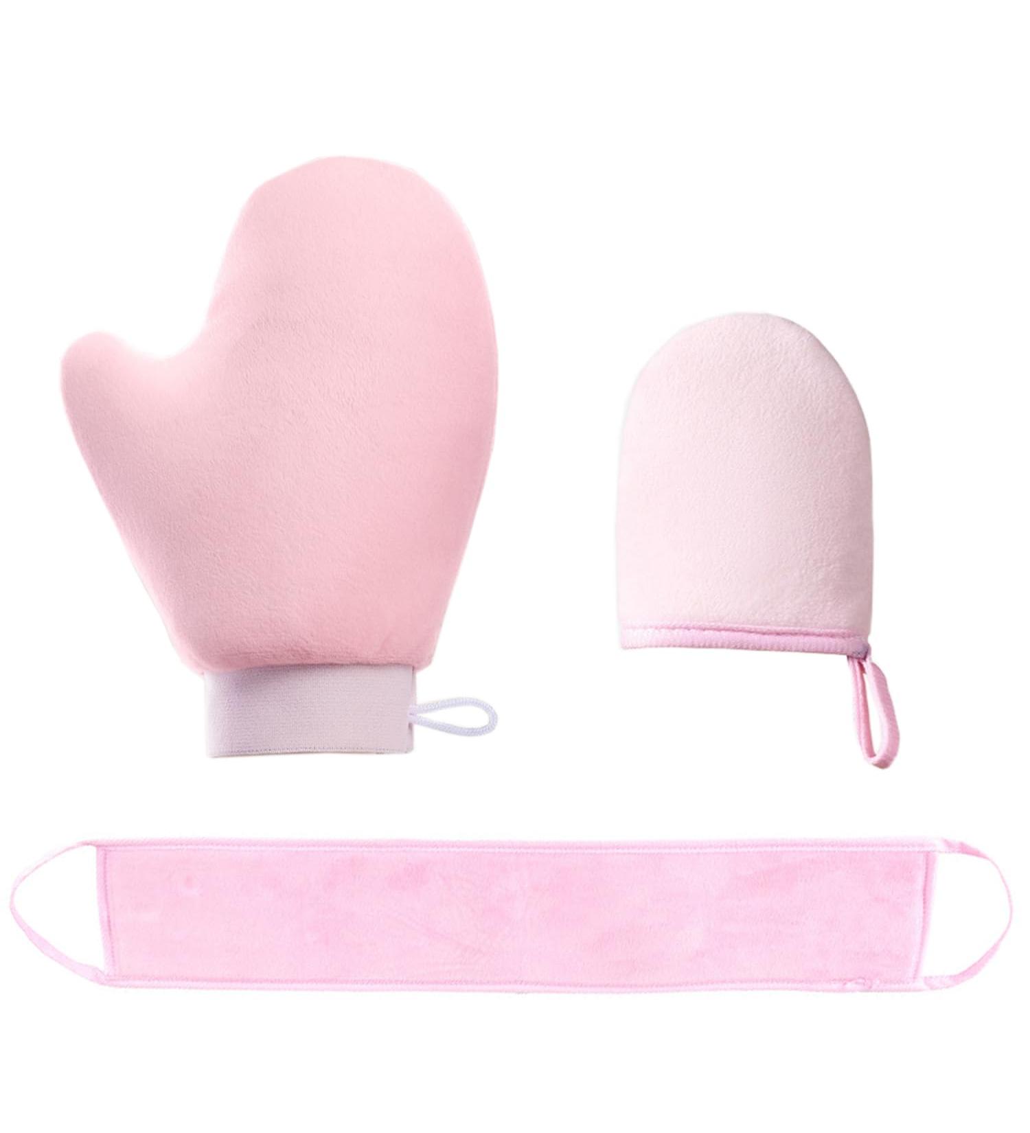 Tanning Mitt Set for Self-Tanning Mousse & Lotions - Washable Pink Gloves with Finger Slots for Easy Application - Buy Online on GoSupps.com