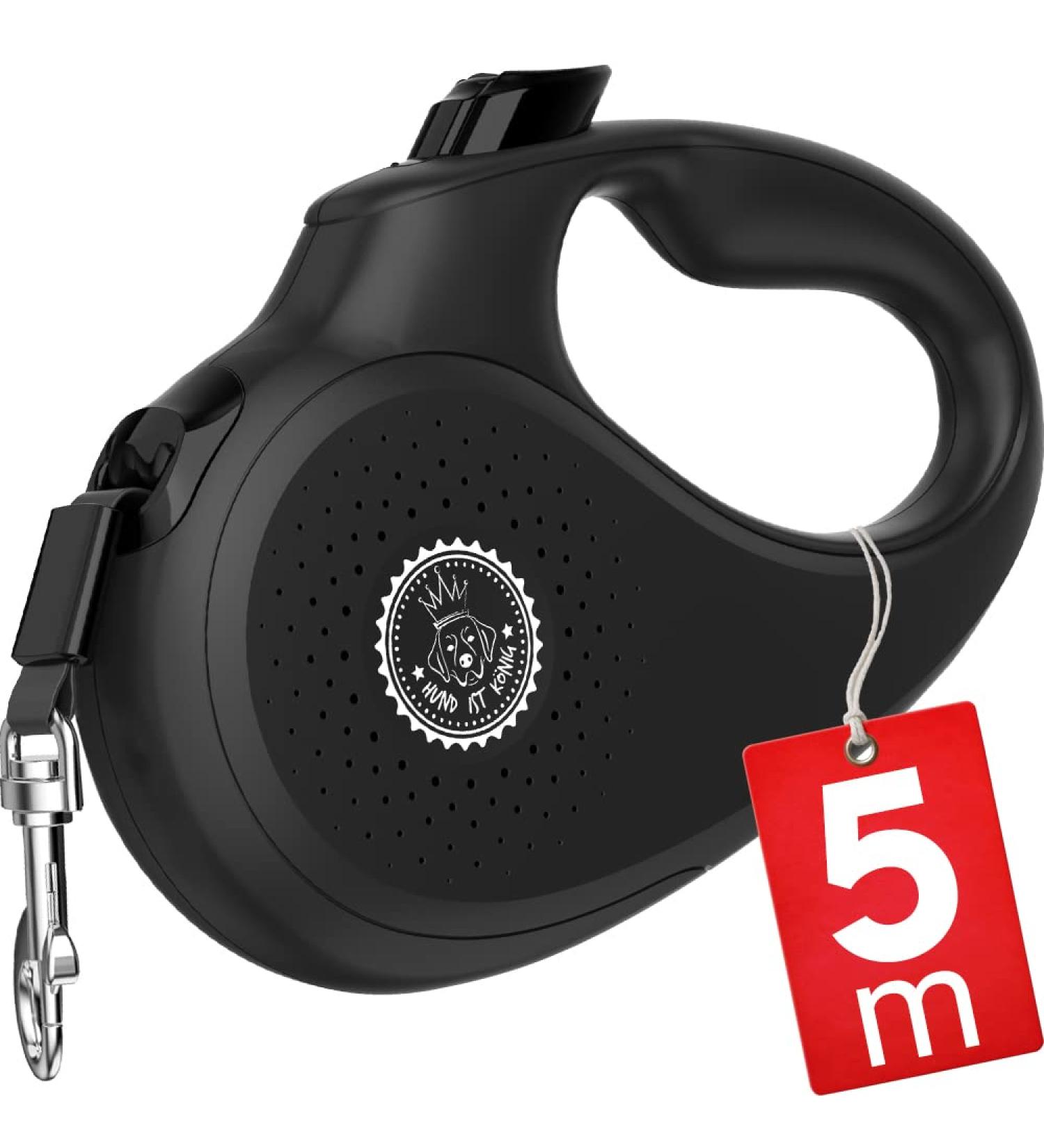 Dog is K nig 5m Roller Dog Leash | High-Quality Extendable Leash for Small & Large Dogs | Robust Design | Comfort Handle | Smart Brake System | Night Black - Buy Online on GoSupps.com