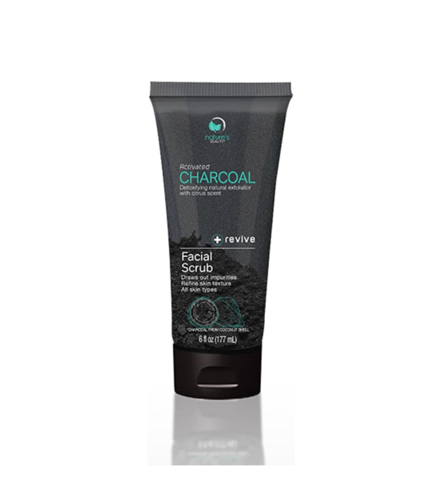 Nature's Beauty Activated Charcoal Facial Scrub - Made in USA - Detoxifying Exfoliator with Citrus Scent - 6 fl oz - Buy Online on GoSupps.com