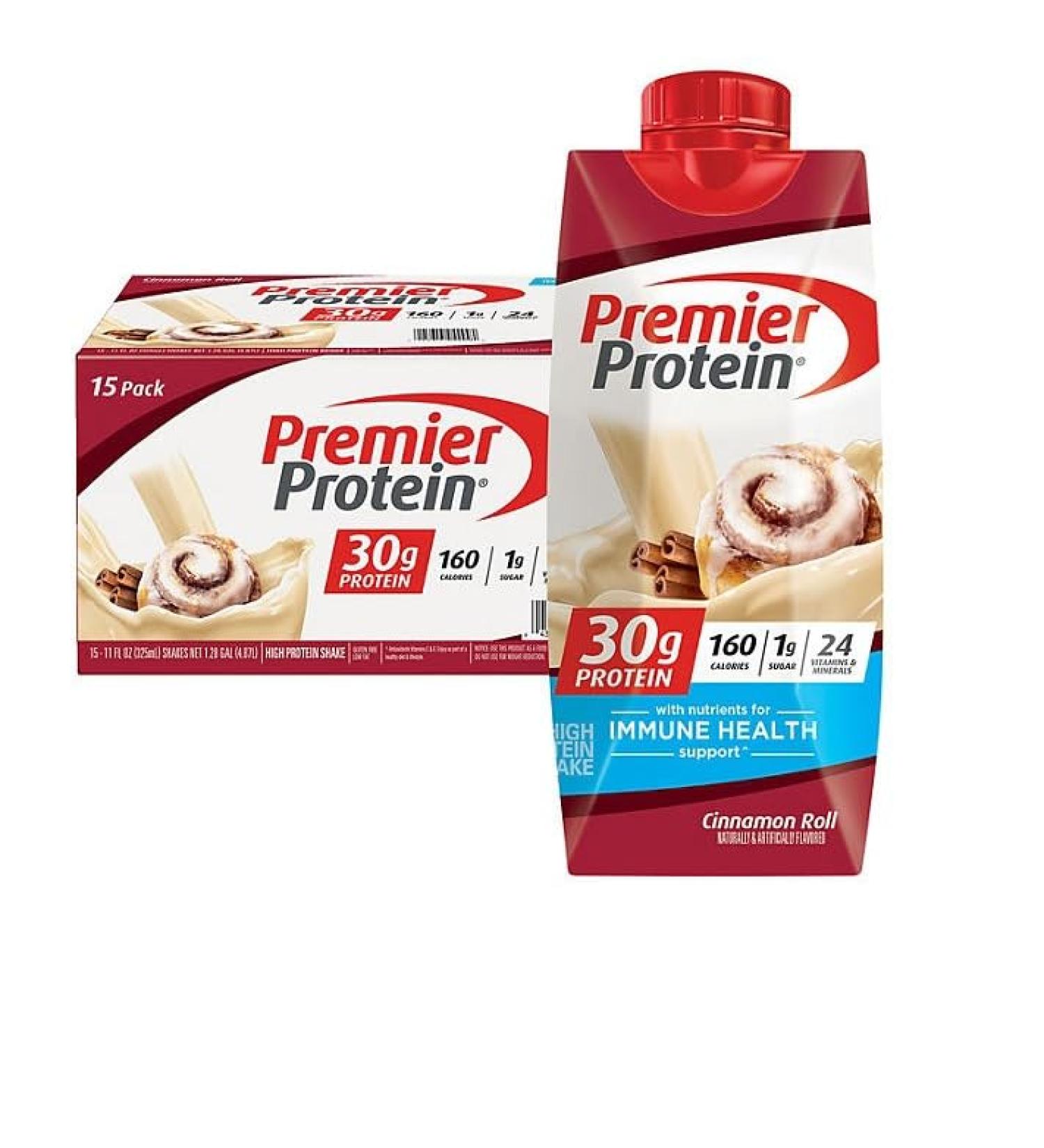 Premier Protein 30g High Protein Shake Cinnamon Roll 11 fl. oz. 15 pk. - Buy Online on GoSupps.com