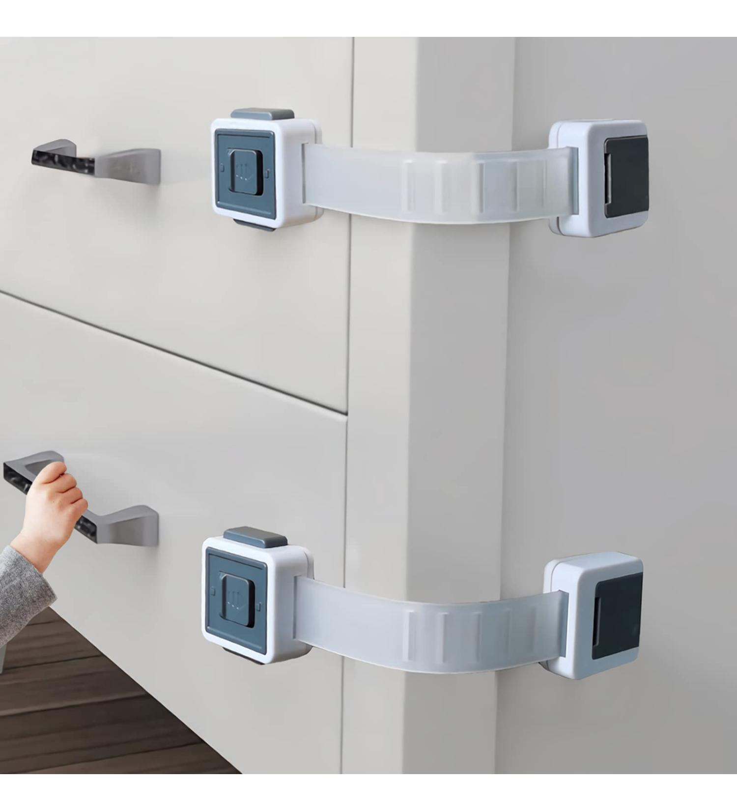 6-Pack FANYAQIN Child Safety Cabinet Locks with Double Lock System - Adjustable Strap for Cabinets, Drawers, Refrigerator, Oven, Toilet - Buy Online on GoSupps.com
