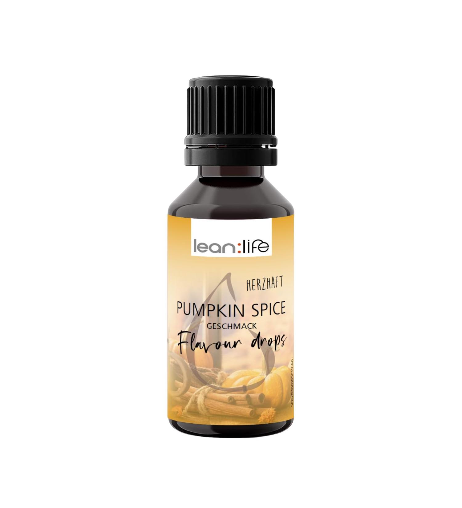Lean Life Pumpkin Spice Flavor Drops - Sugar-Free Low-Calorie Aroma Drops for Food - 30 ml (1 Pack) - Buy Online on GoSupps.com