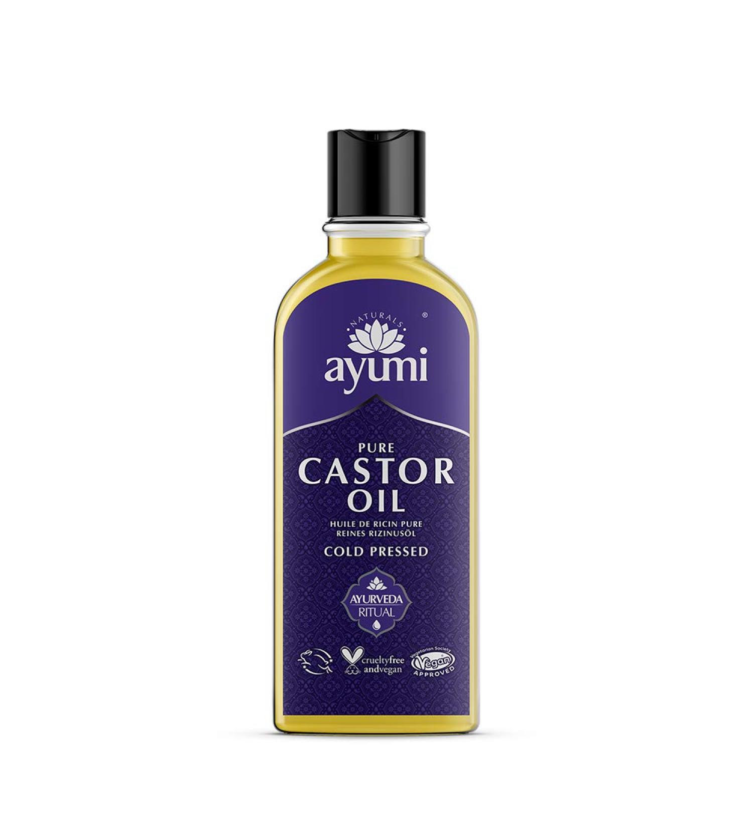 Ayuuri Natural Castor Oil - Premium Quality Cold Pressed for Hair Skin & Health | 100% Pure & Organic | International Shipping Available - Buy Online on GoSupps.com