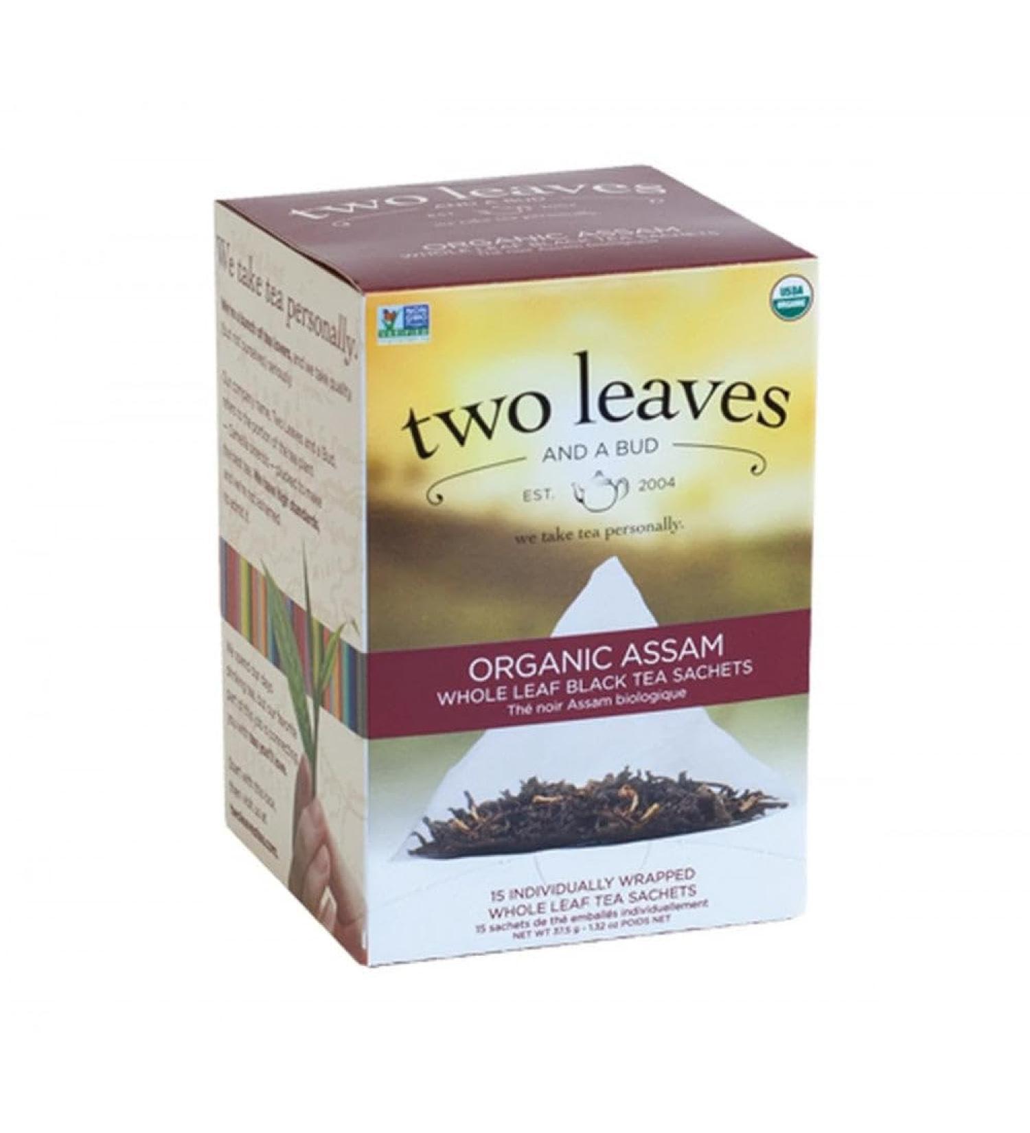 TWO LEAVES Certified Organic Assam Breakfast Tea Bags 15/Pack (sold as 2 packs/case)