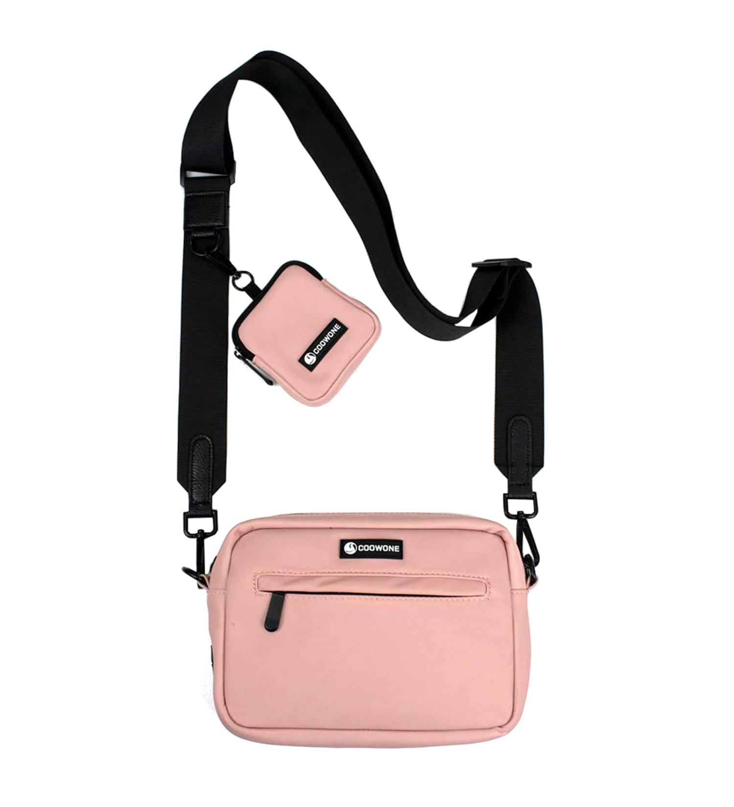 COOWONE Waterproof Dog Treat Bag | Dog Walking Bag with Poop Bag Dispenser | Adjustable Pink Shoulder Bag - Buy Online on GoSupps.com