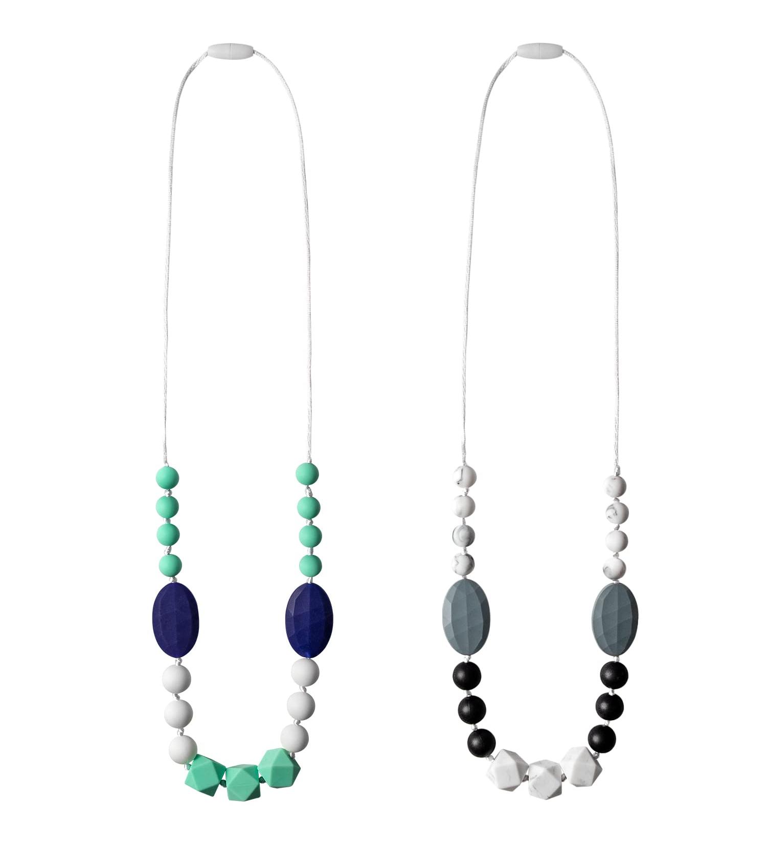 Bhehean 2PCS Baby Teething Necklace Set | Sensory Nursing Jewelry for Mom & Baby | Teether Toys for Infants | Baby Shower & Birthday Gift - Buy Online on GoSupps.com