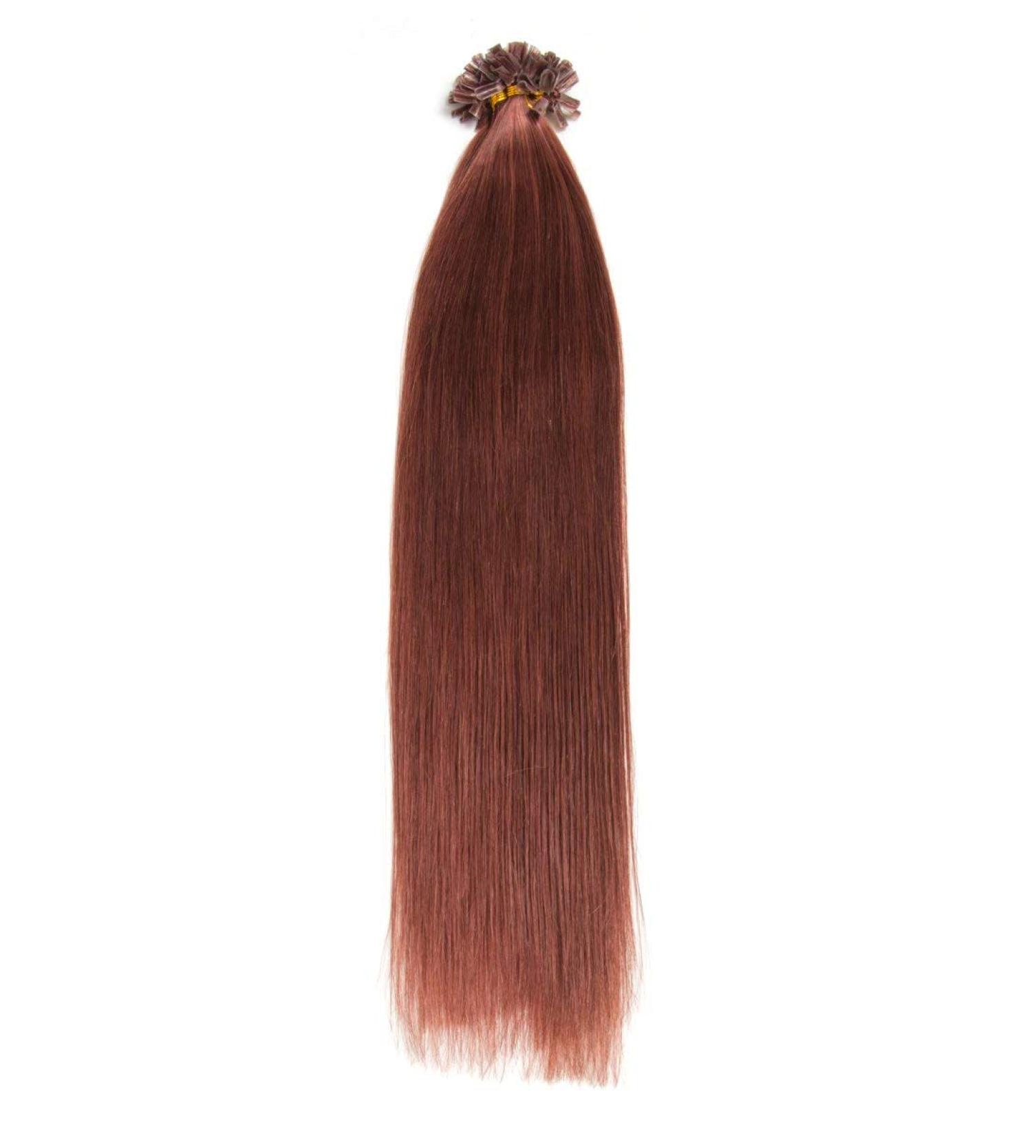 Kastaniee Keratin Bonding Extensions | 100% Remy Real Hair | 25x 1g 45cm U-Tip Chestnut Color #33 - Long Smooth Strands - Buy Online on GoSupps.com