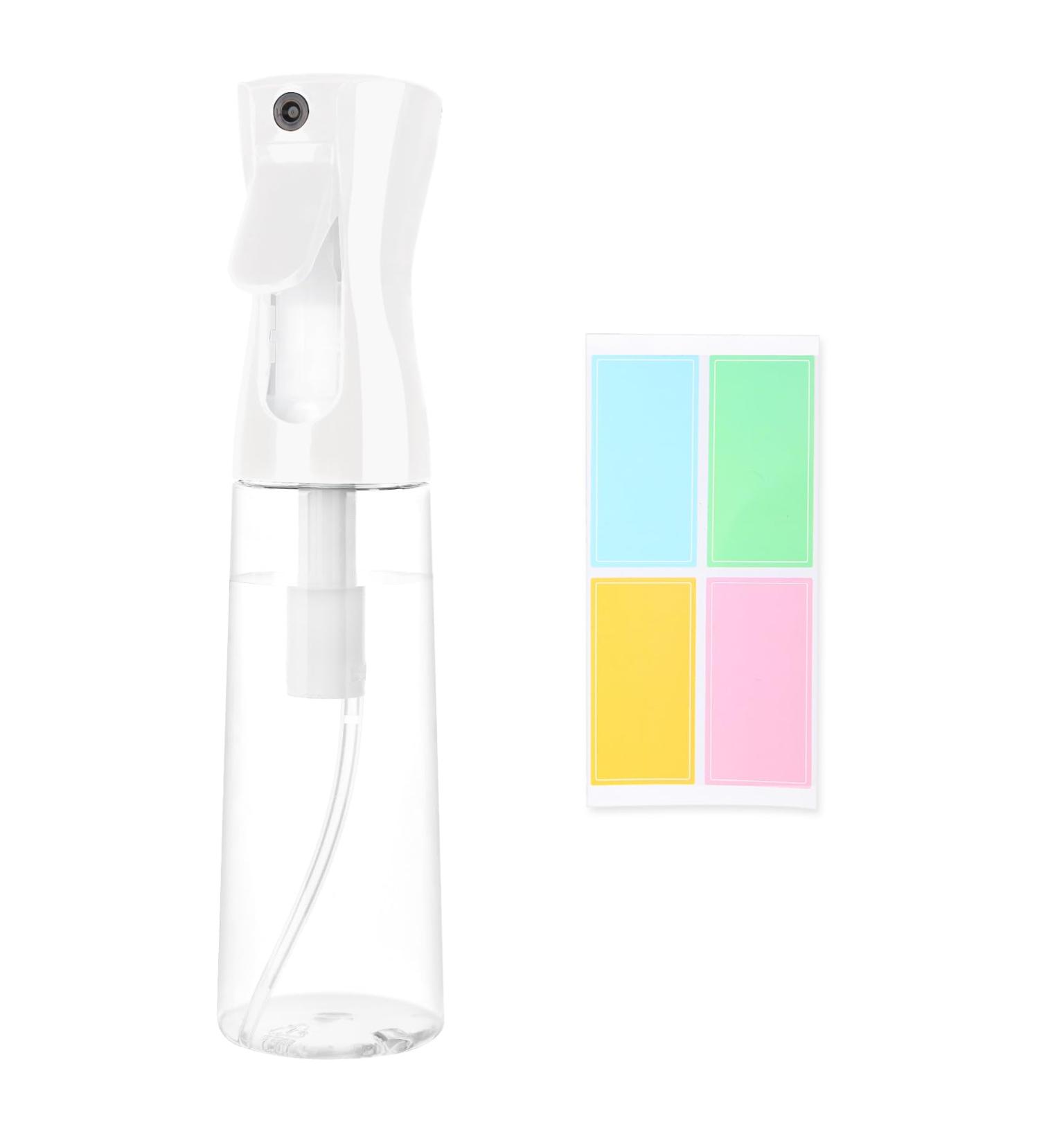 Sandiyago Continuous Water Spray Bottle 300ml Fine Mist Empty Hair Spray Bottle Plastic Water Mist Sprayer for Hairstyling Cleaning Plants Misting Essential Oil White Transparent - Buy Online on GoSupps.com