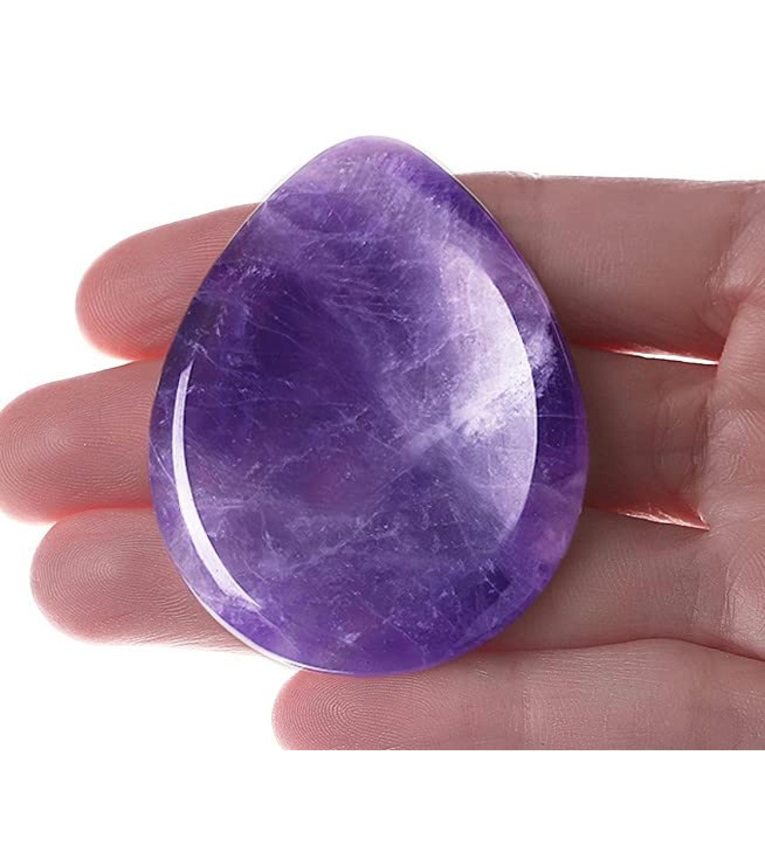DUQGUHO 1.7 Amethyst Worry Stone - Natural Healing Crystals for Anxiety Relief | Reiki Energy Pocket Stone - Buy Online on GoSupps.com